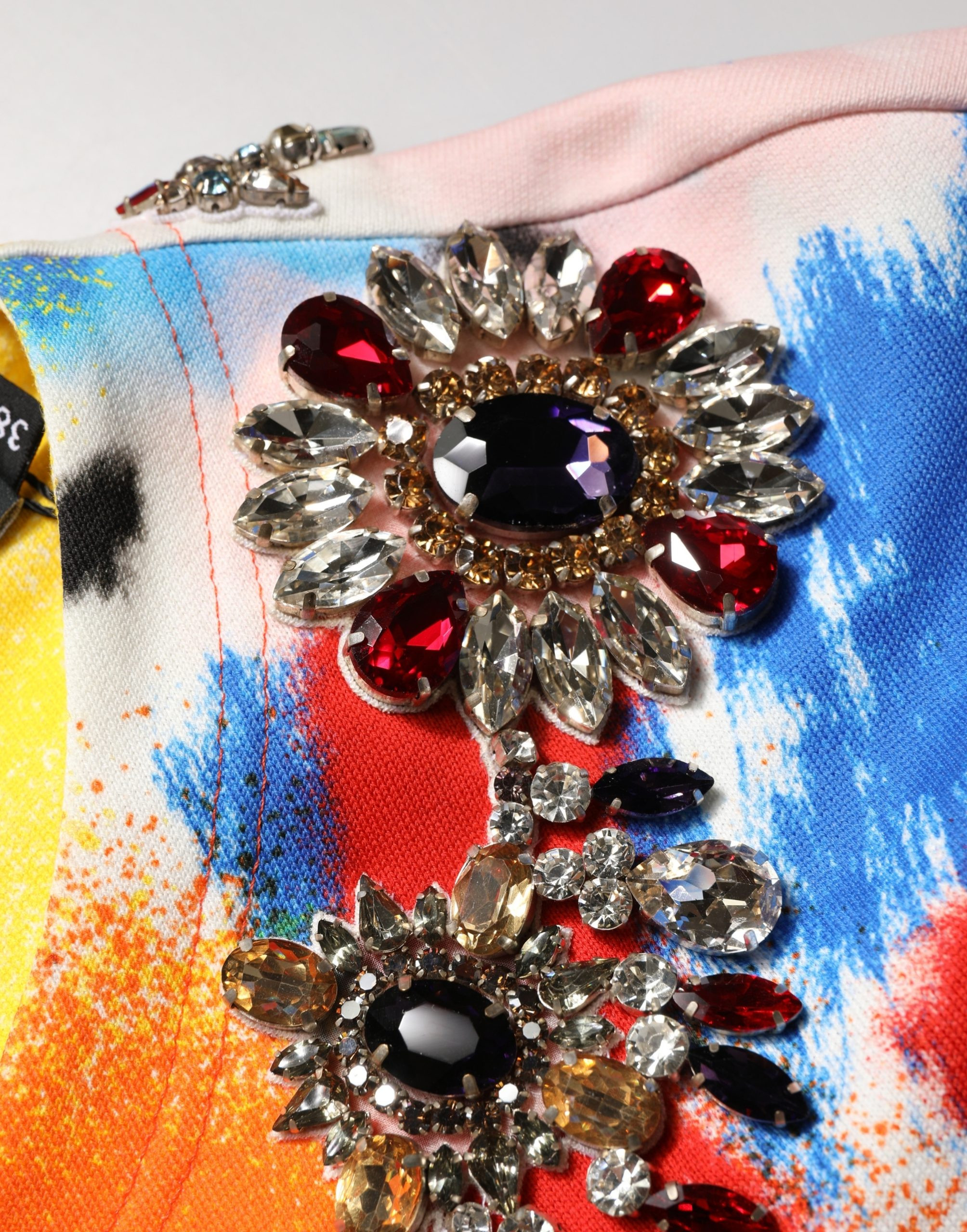Dolce & Gabbana Top Multicolor Graffiti Kristalle Crop Jersey Top