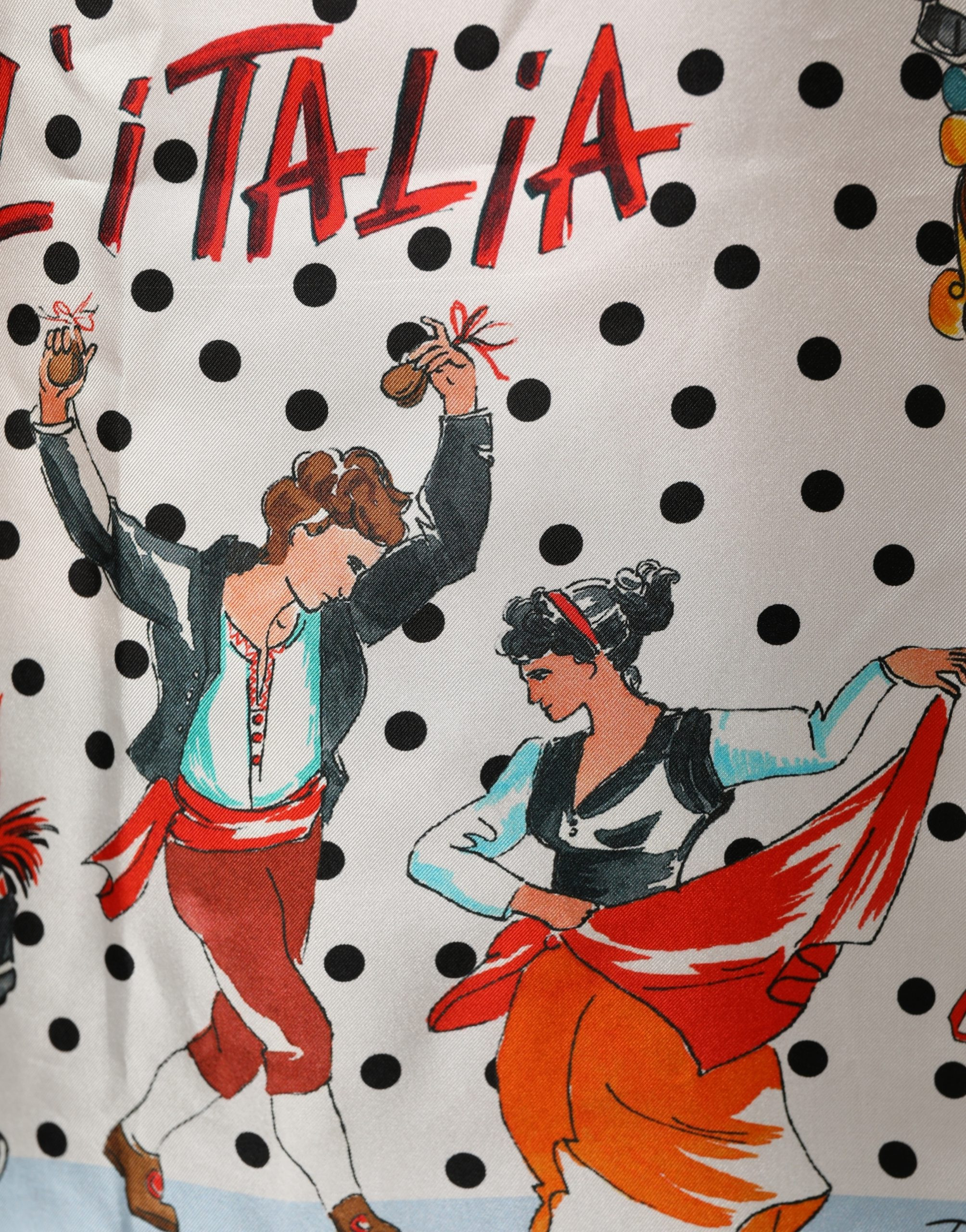 Kurzarm-Rundhals-Oberteil Dolce & Gabbana Multicolor Italy Scenes Graphic Seiden-Oberteil