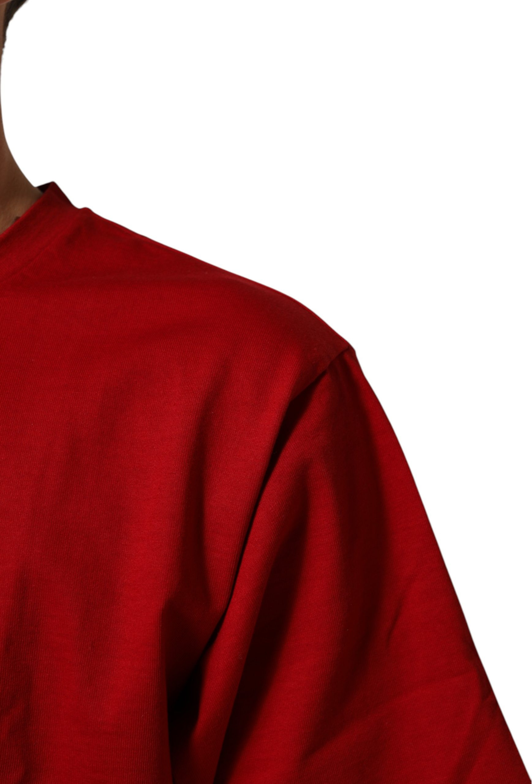 T-shirt Dolce & Gabbana Red DG Eye Print Cotton Crew Neck