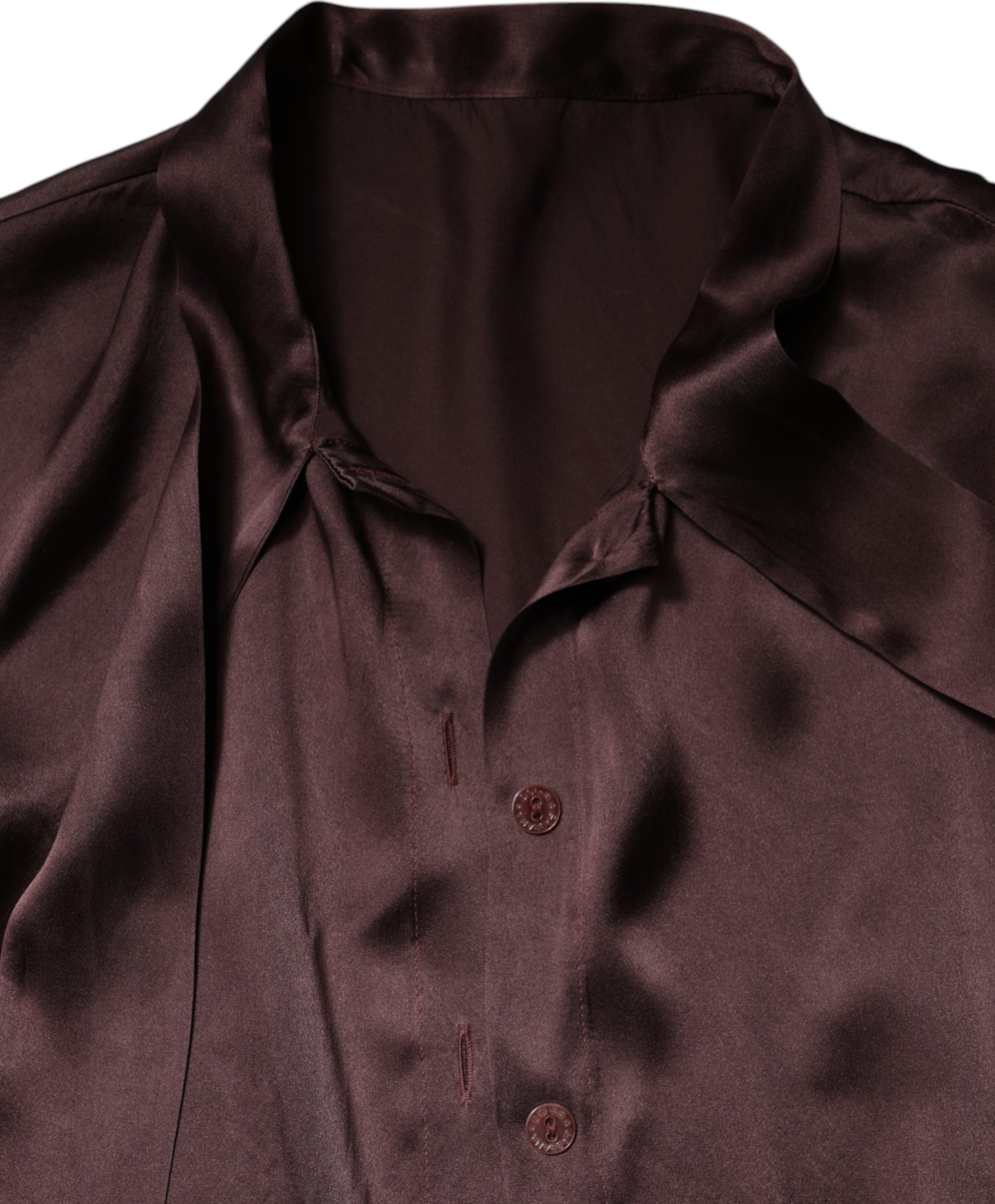 Shirt Dolce & Gabbana Violet Satin Long Sleeve Ascot Tie Shirt Top