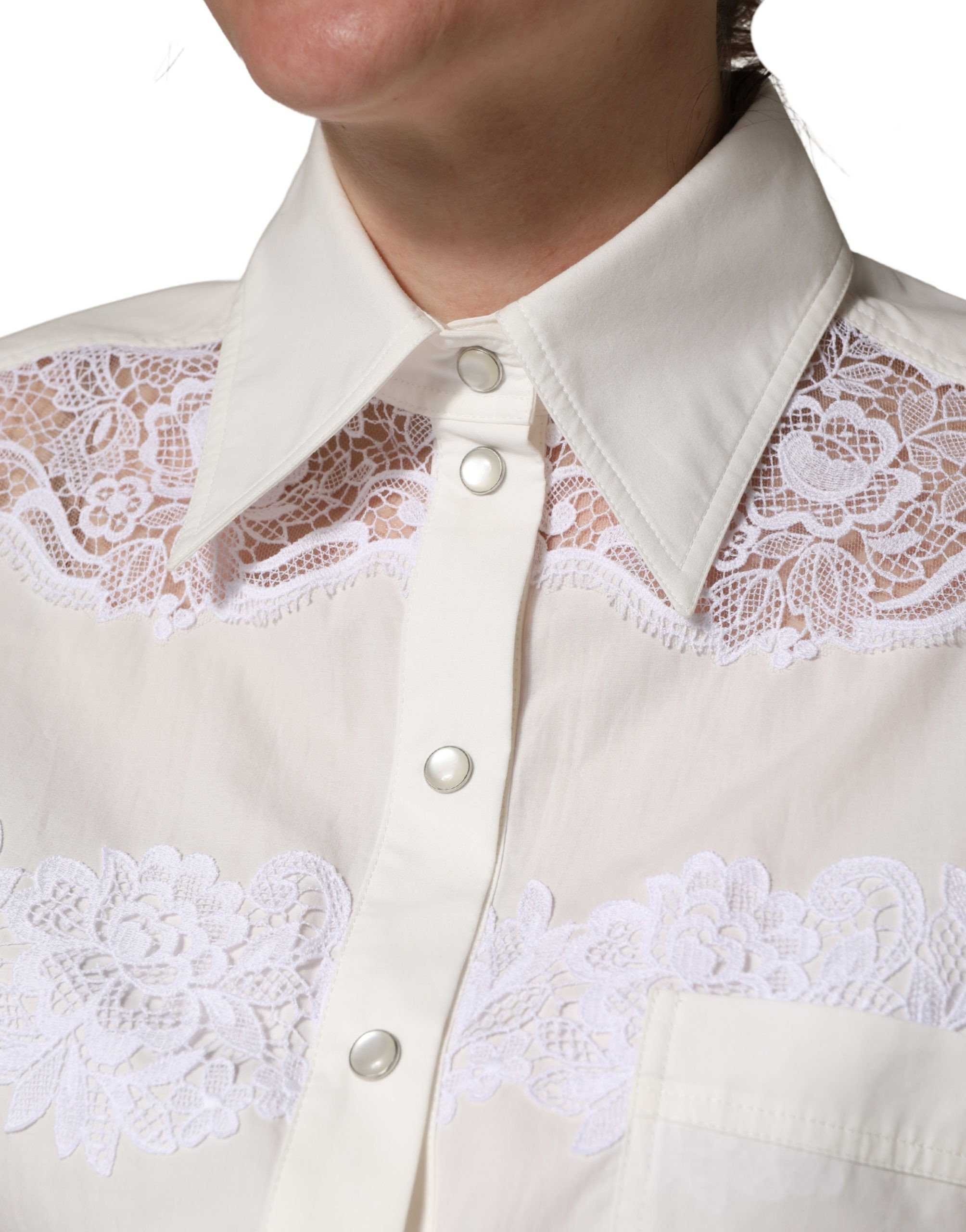 Jumpsuit Dolce & Gabbana White Cotton Lace Trim Long Sleeves Jumpsuit