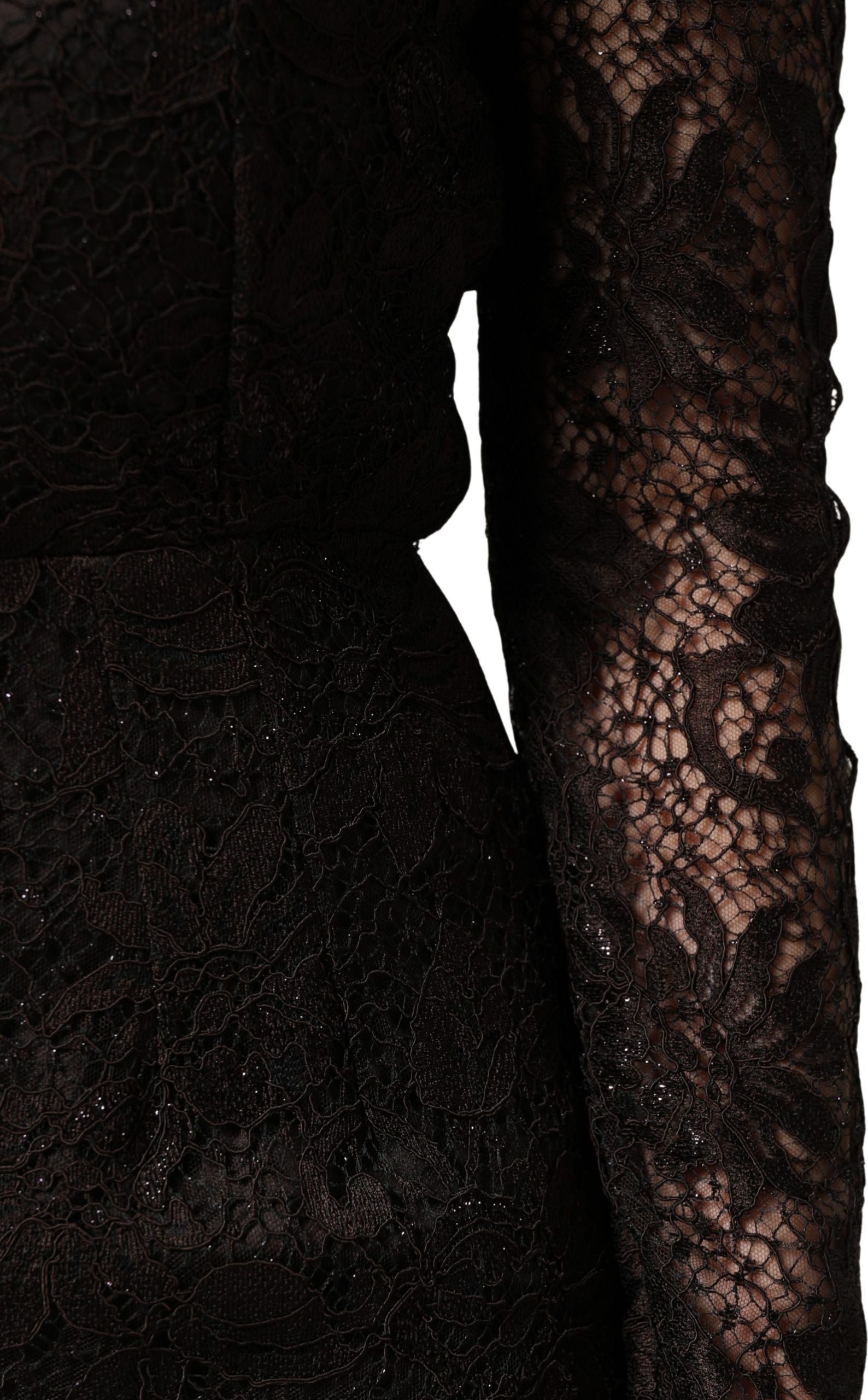 Dress Dolce & Gabbana Black Floral Lace Sheath Long Maxi Dress