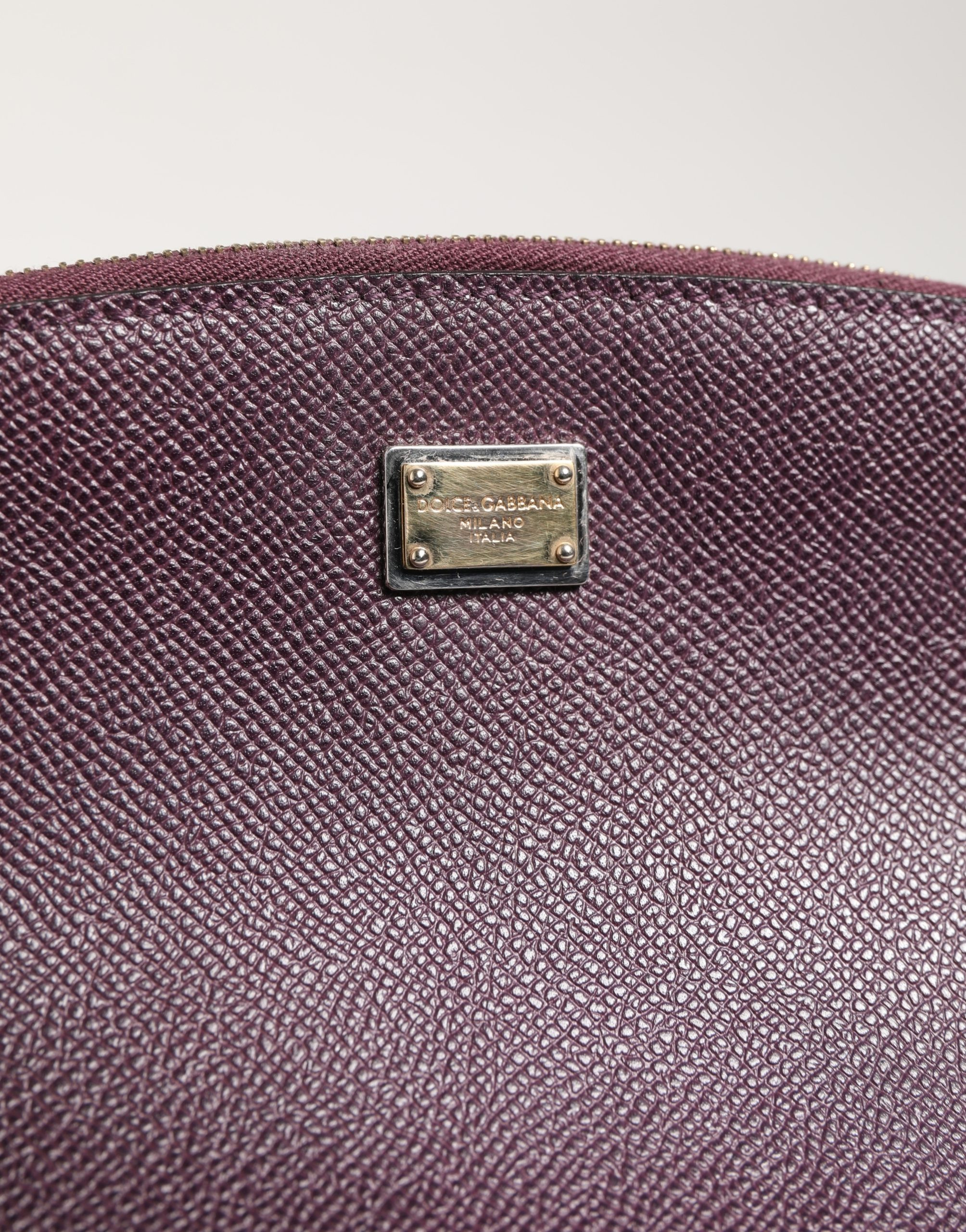 Purse Wallet Dolce & Gabbana Dark Purple Leather DG Logo Zip Around