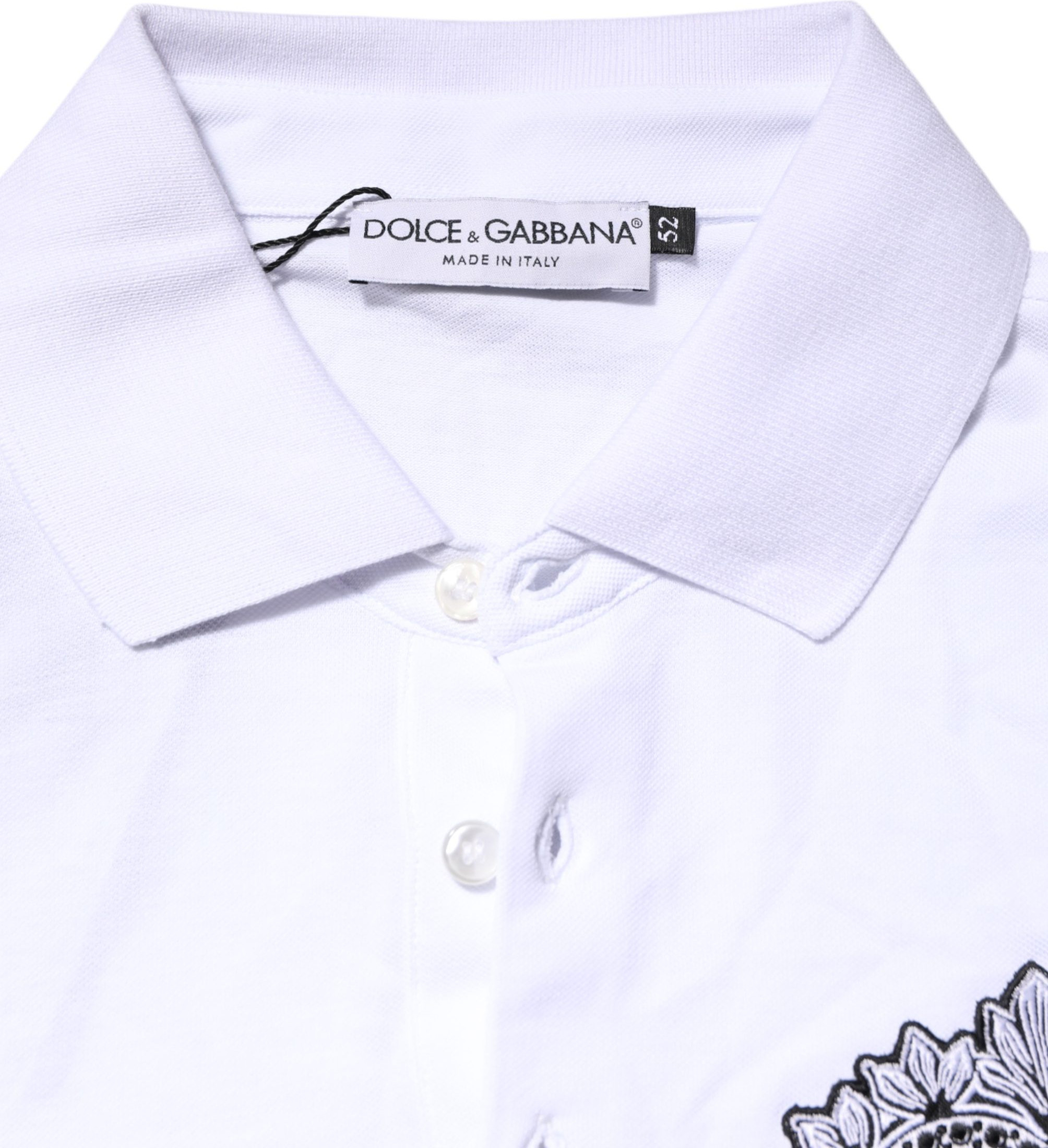 Dolce & Gabbana oq paxta Polot t-shirt, DG Logotipli Yurak, Erkaklar uchun