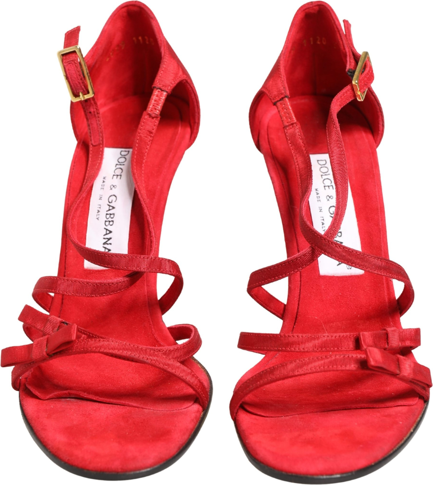 Red Calf Suede Strappy Heels Sandals Shoes Dolce & Gabbana
