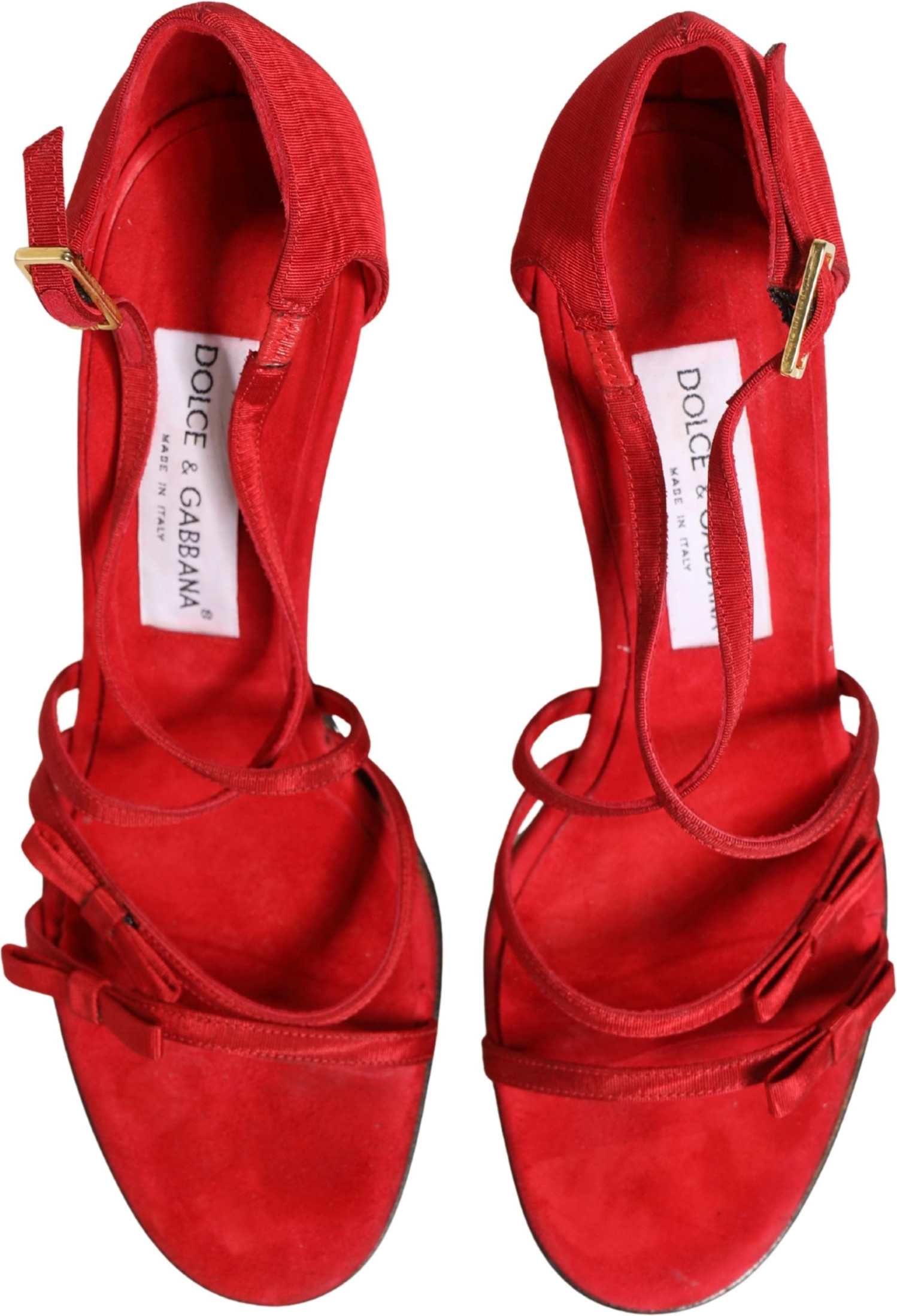 Red Calf Suede Strappy Heels Sandals Shoes Dolce & Gabbana