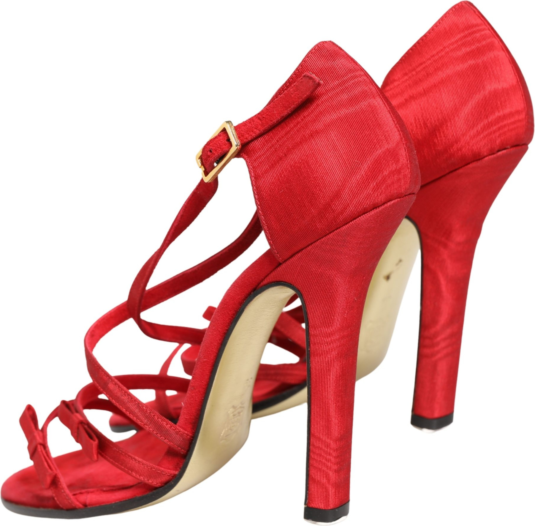 Red Calf Suede Strappy Heels Sandals Shoes Dolce & Gabbana