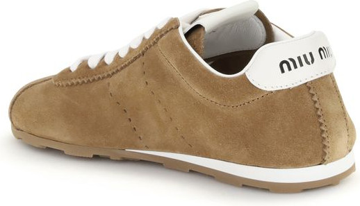 Кроссовки Miu Miu из коричневой телячьей кожи Bos Taurus Athletic