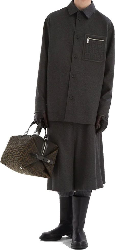 Mantel Fendi Grau Kaschmir