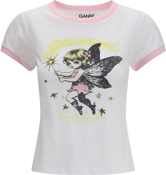 T-Shirt GANNI White Cotton