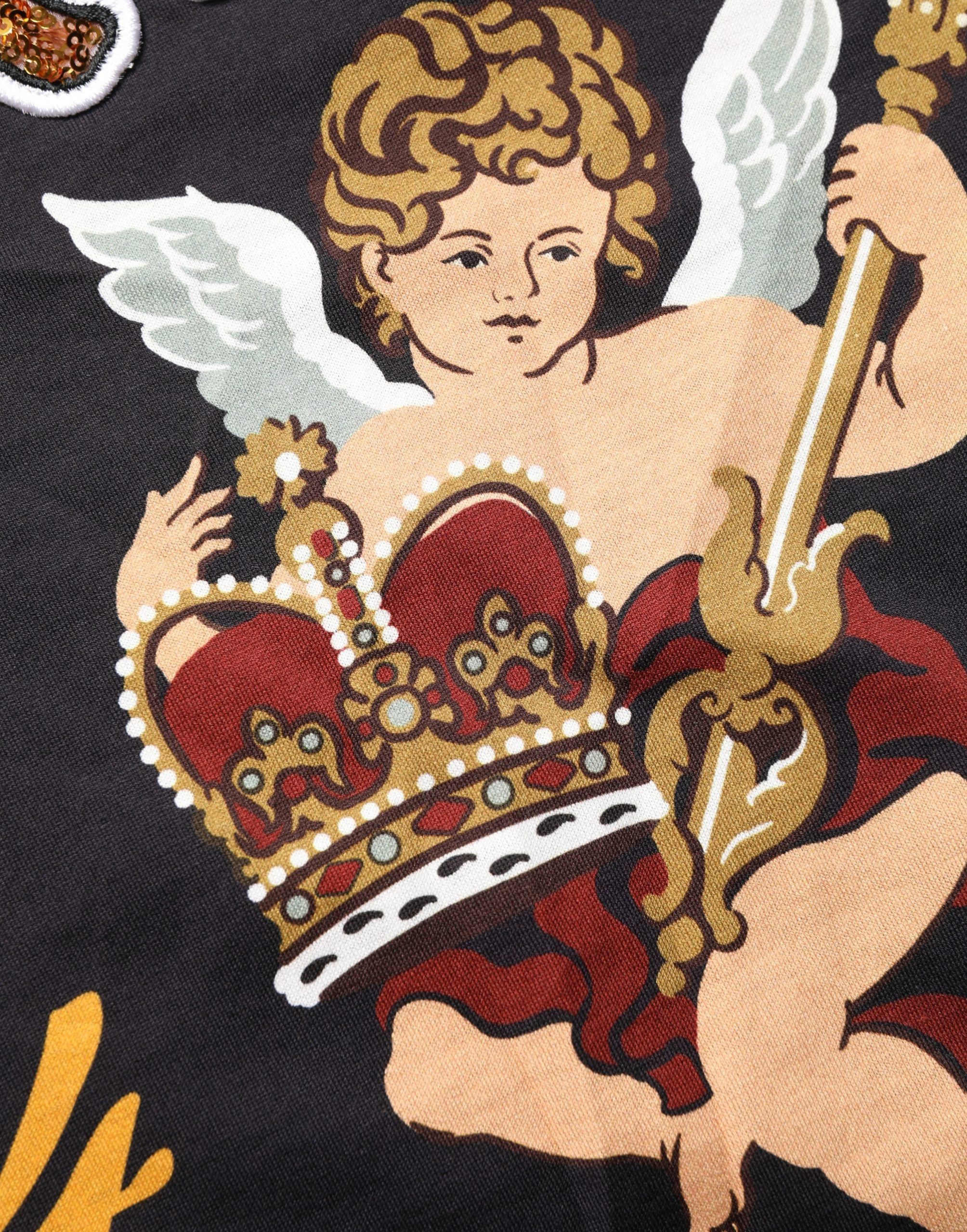 T-Shirt Dolce & Gabbana Black Angel Print Baumwolle Rundhalsausschnitt
