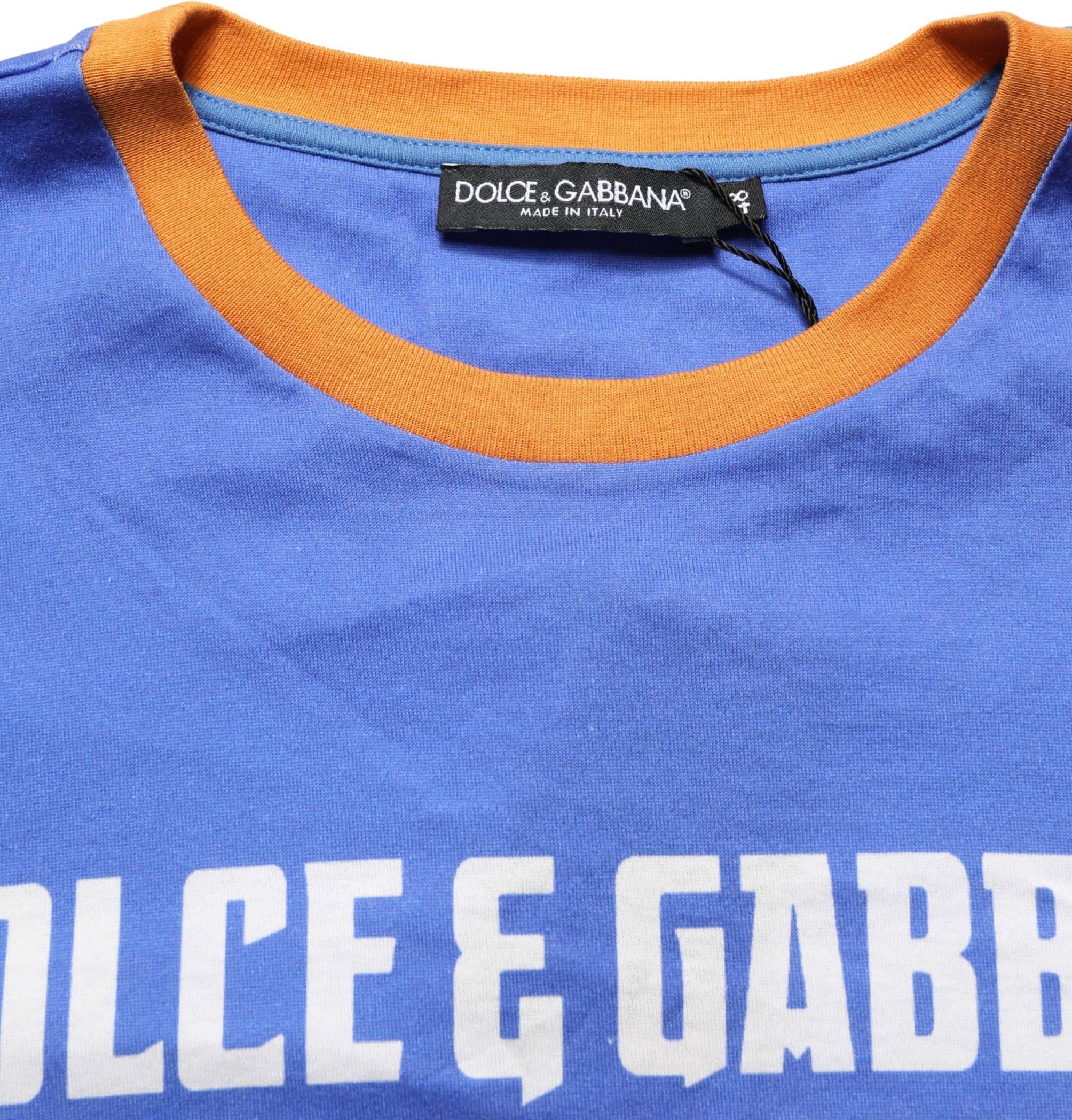 T-shirt Dolce & Gabbana Blue Pasta Graphic Print Cotton Men Crewneck T-shirt