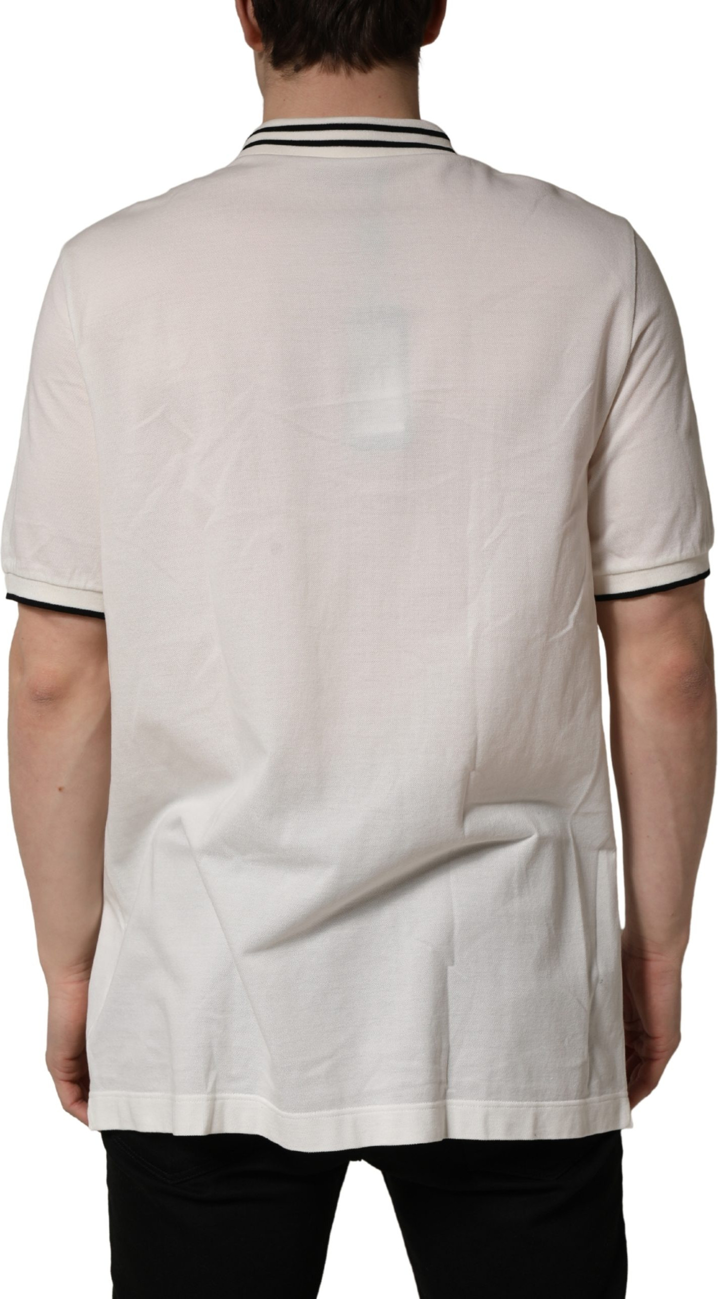 Dolce & Gabbana oq logotipli qisqa yengli polo futbolka