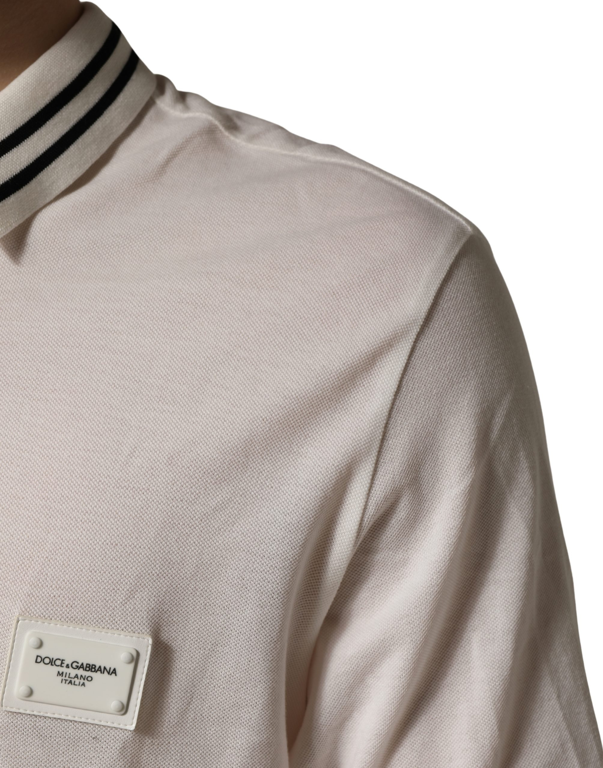 Dolce & Gabbana oq logotipli qisqa yengli polo futbolka
