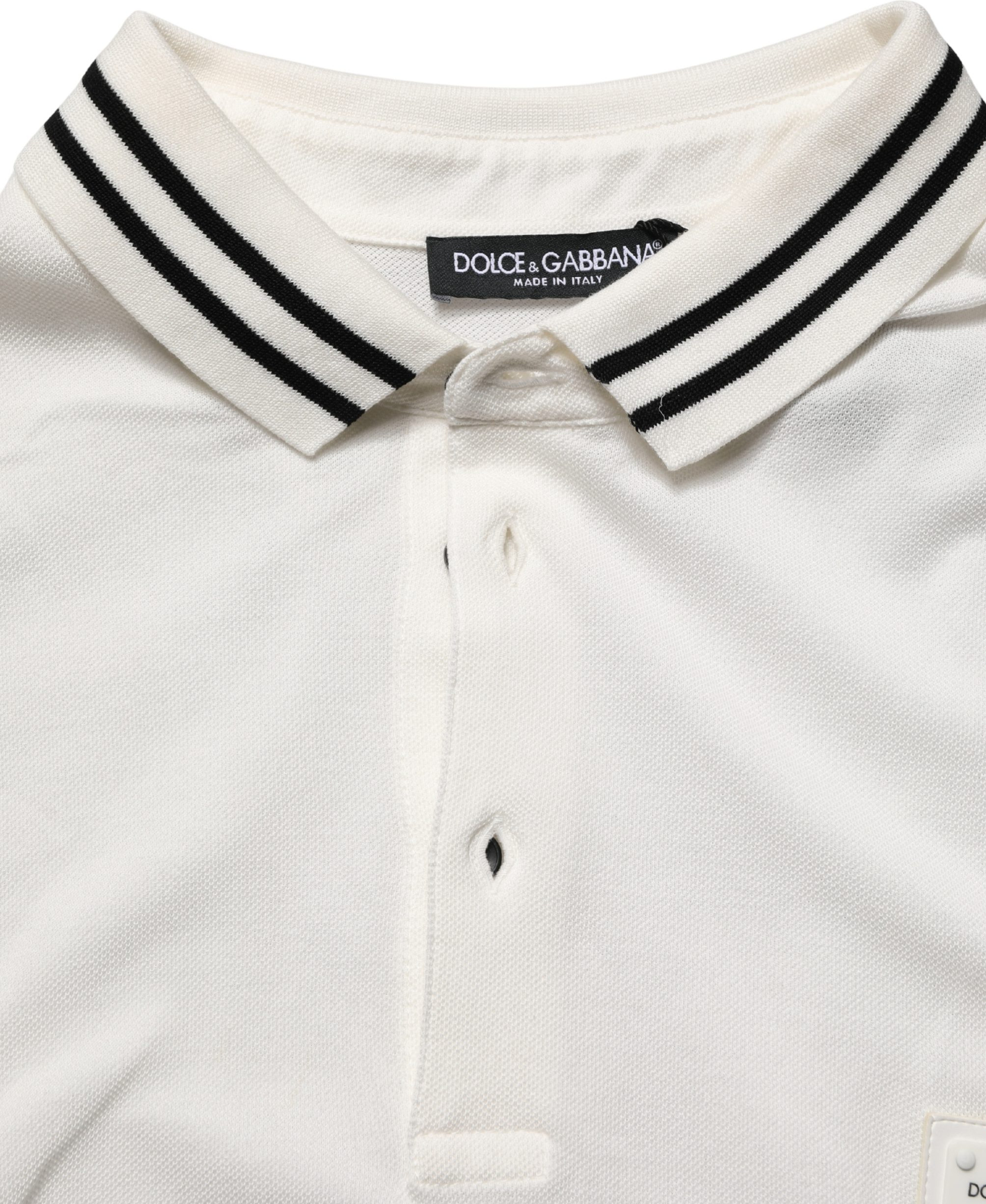 Dolce & Gabbana oq logotipli qisqa yengli polo futbolka