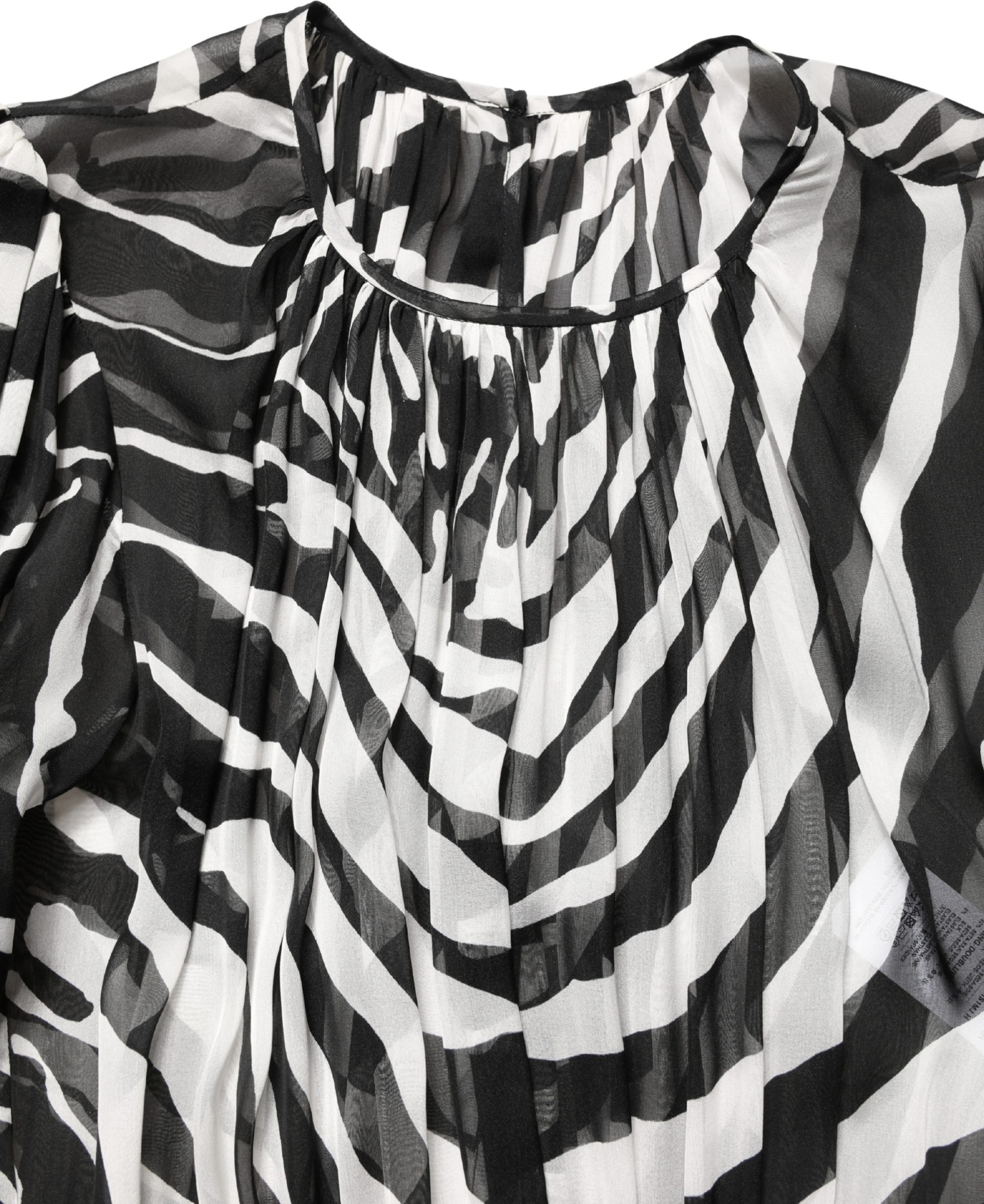 Dress MSGM Black White Zebra Puff Sleeves Mini Dress