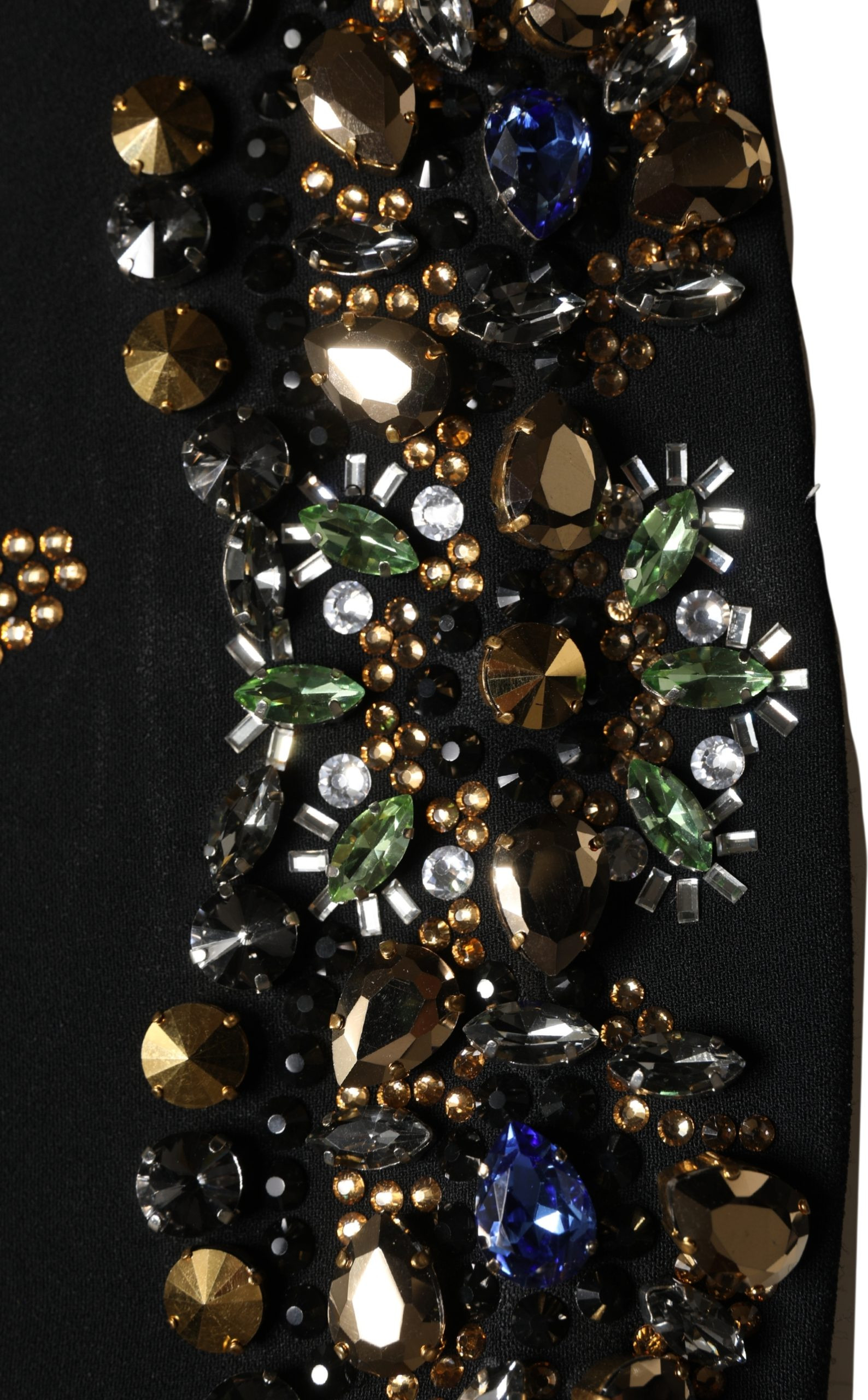 Black Sleeveless Floral Bead Embellishments Dress Dolce & Gabbana