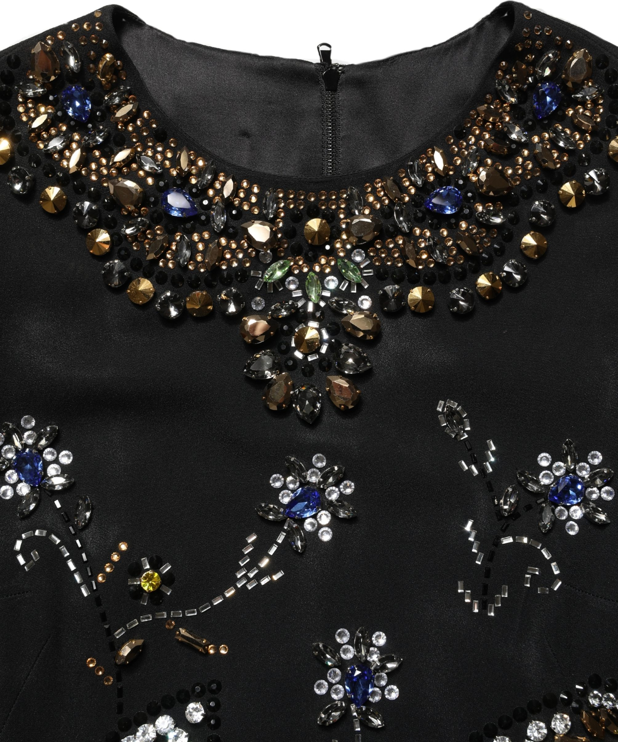 Black Sleeveless Floral Bead Embellishments Dress Dolce & Gabbana