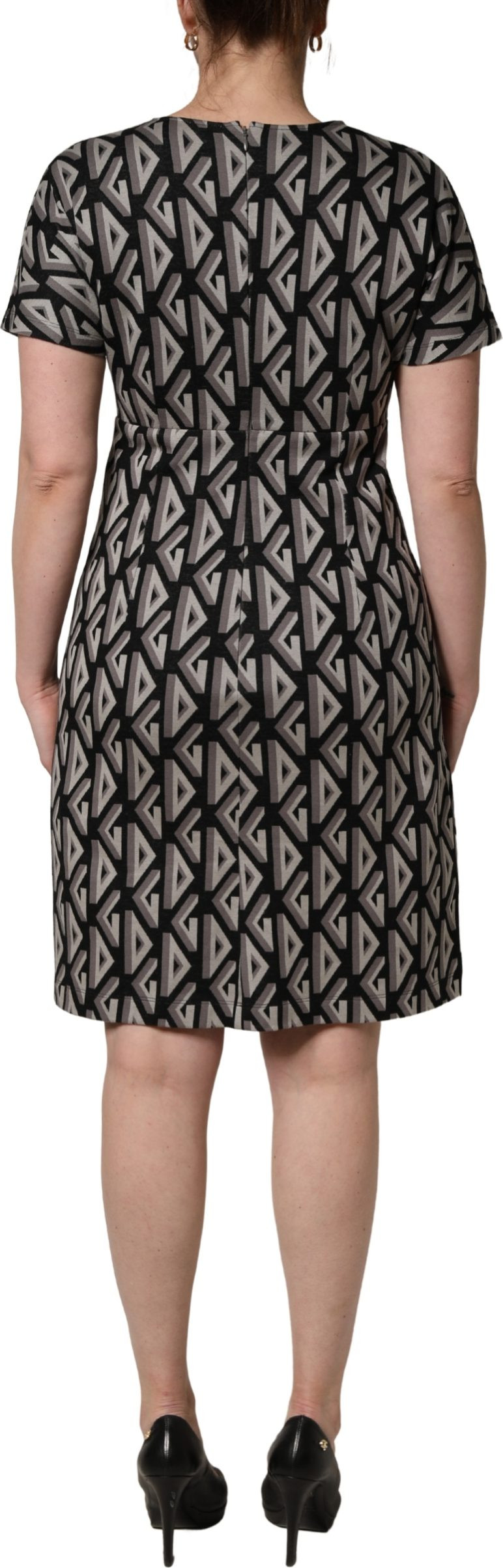 Dress Dolce & Gabbana Black Logo Print Cotton Knee Length Dress