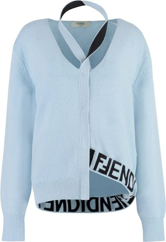 Blue Cashmere Cardigan Fendi