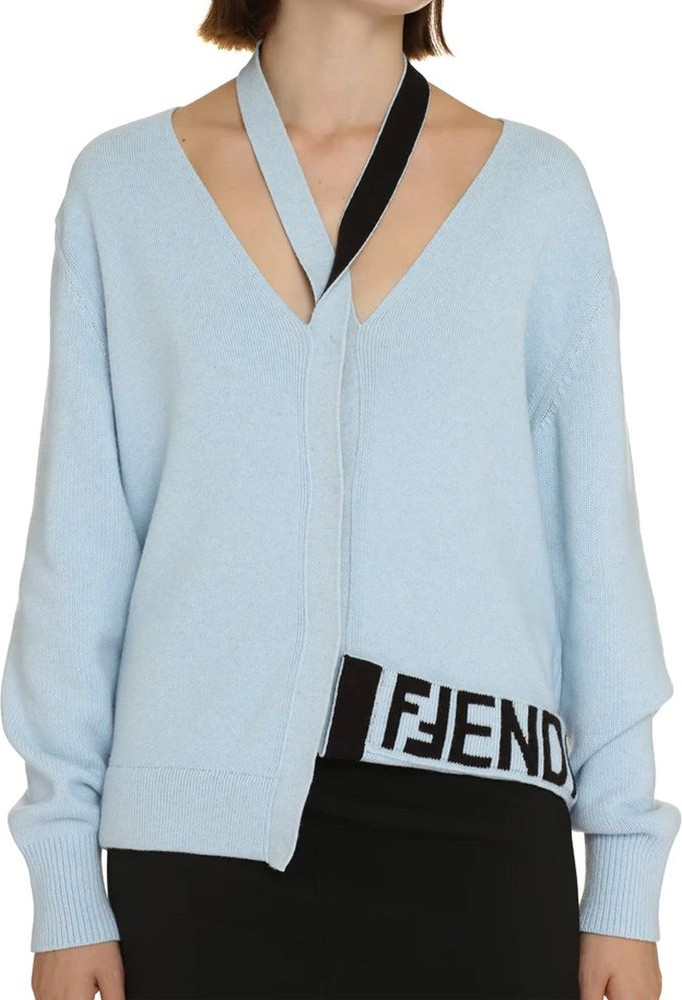 Blue Cashmere Cardigan Fendi