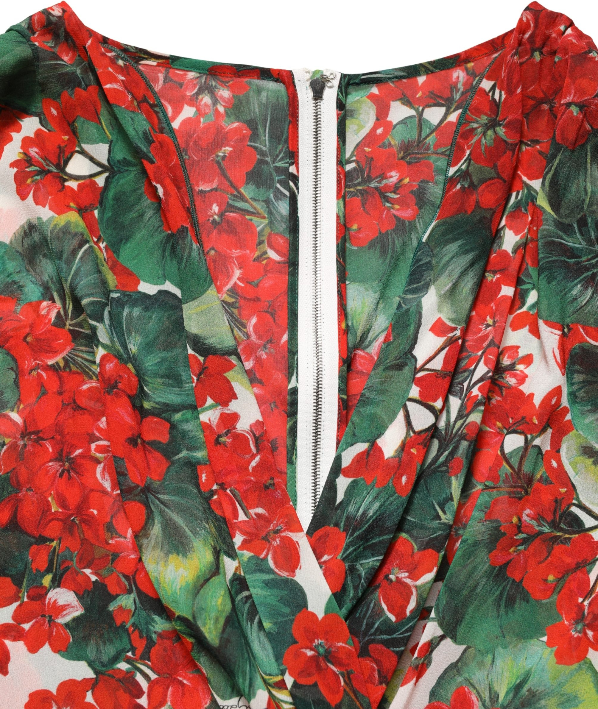 Multicolor Floral Long Sleeves V-neck Dress Dolce & Gabbana