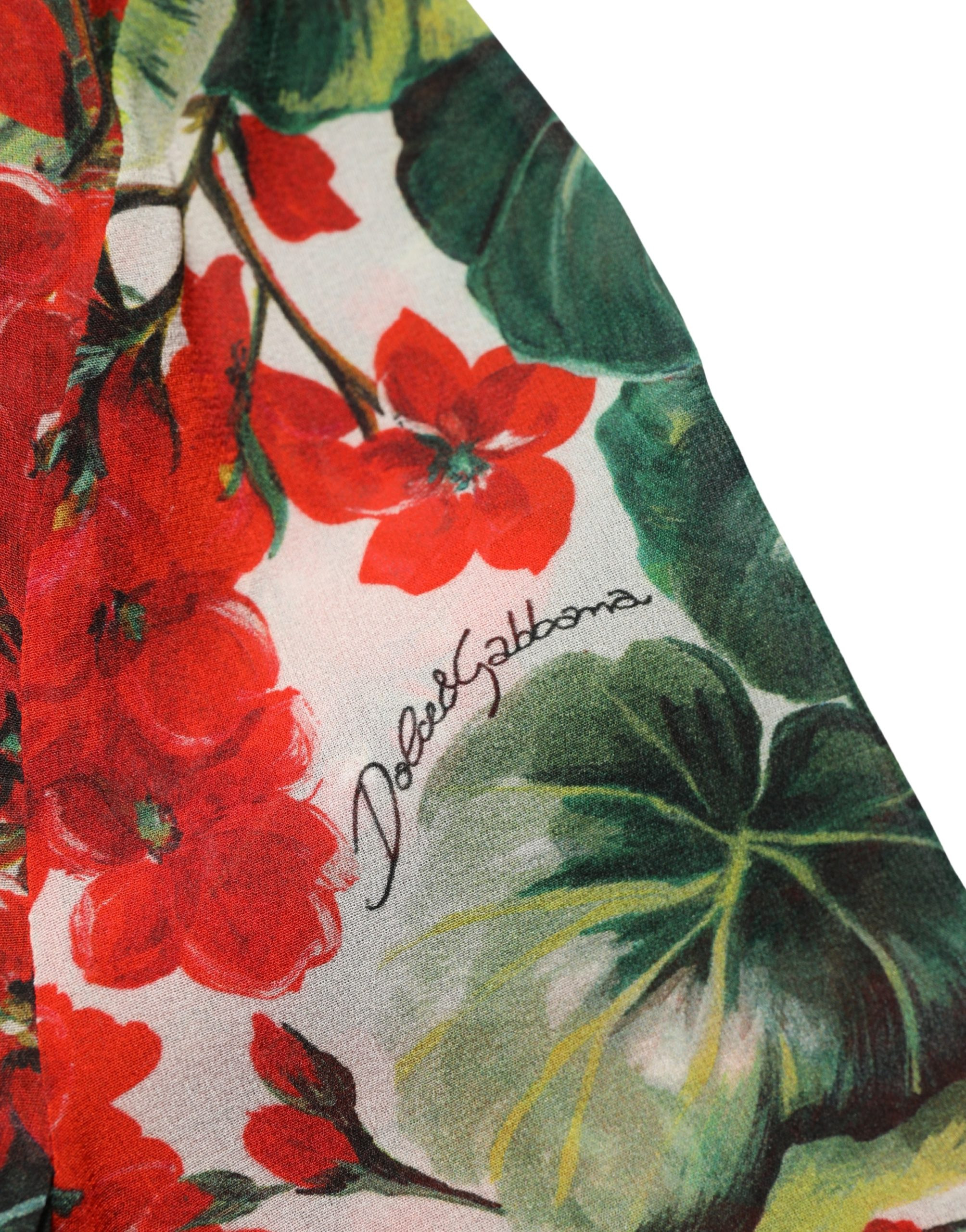 Multicolor Floral Long Sleeves V-neck Dress Dolce & Gabbana