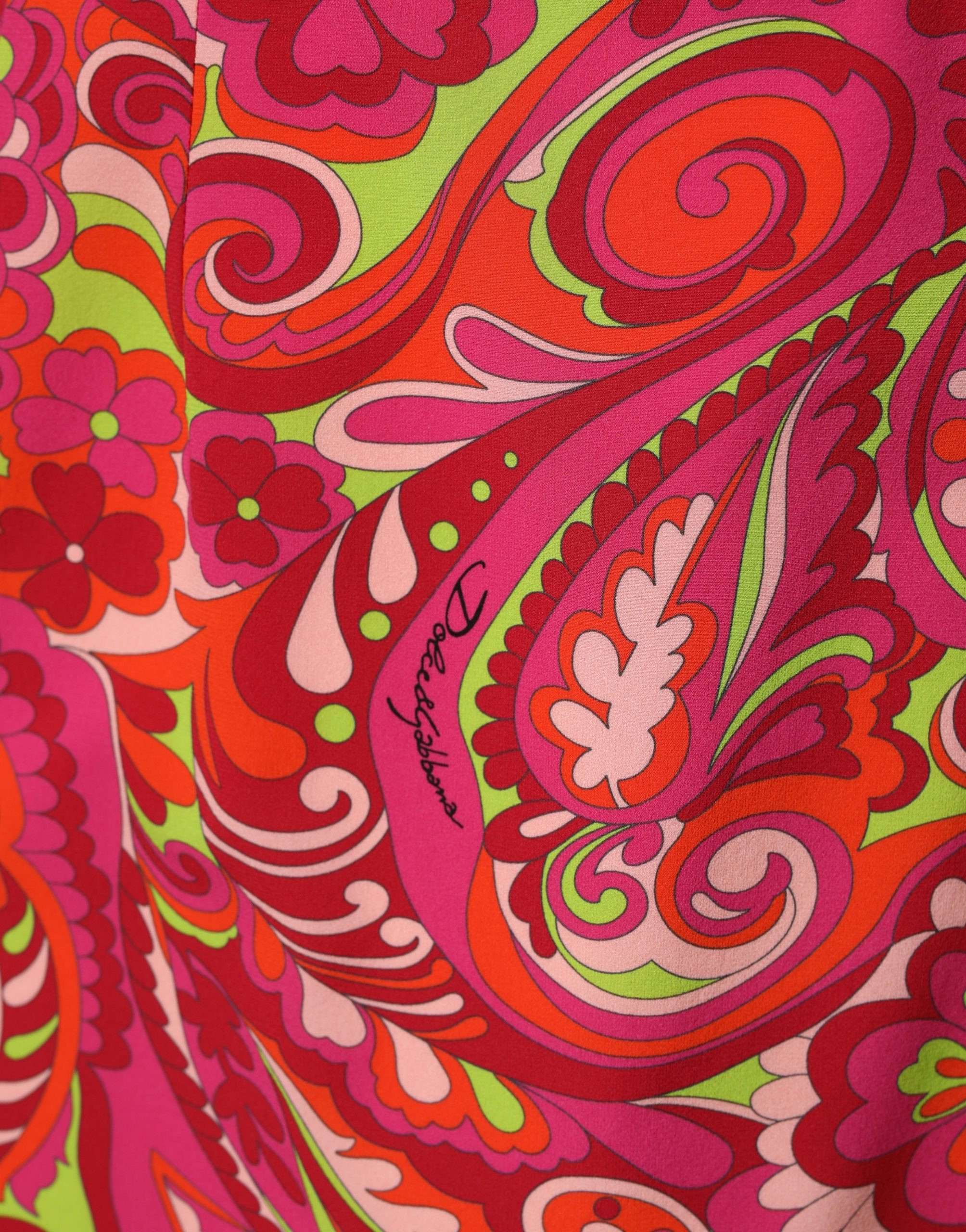 Dress Dolce & Gabbana Red Paisley Floral Print Sheath Midi Dress