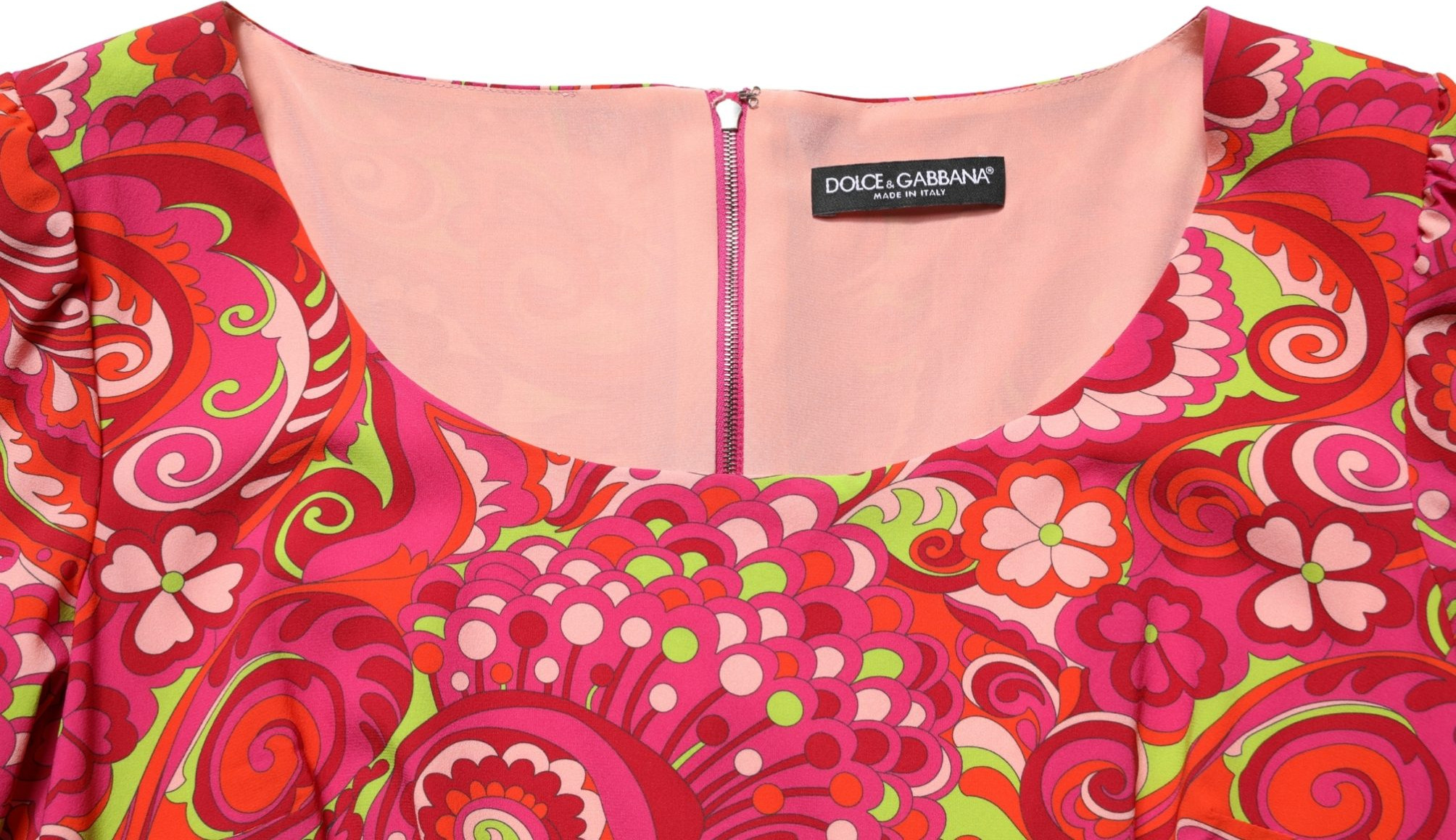 Dress Dolce & Gabbana Red Paisley Floral Print Sheath Midi Dress
