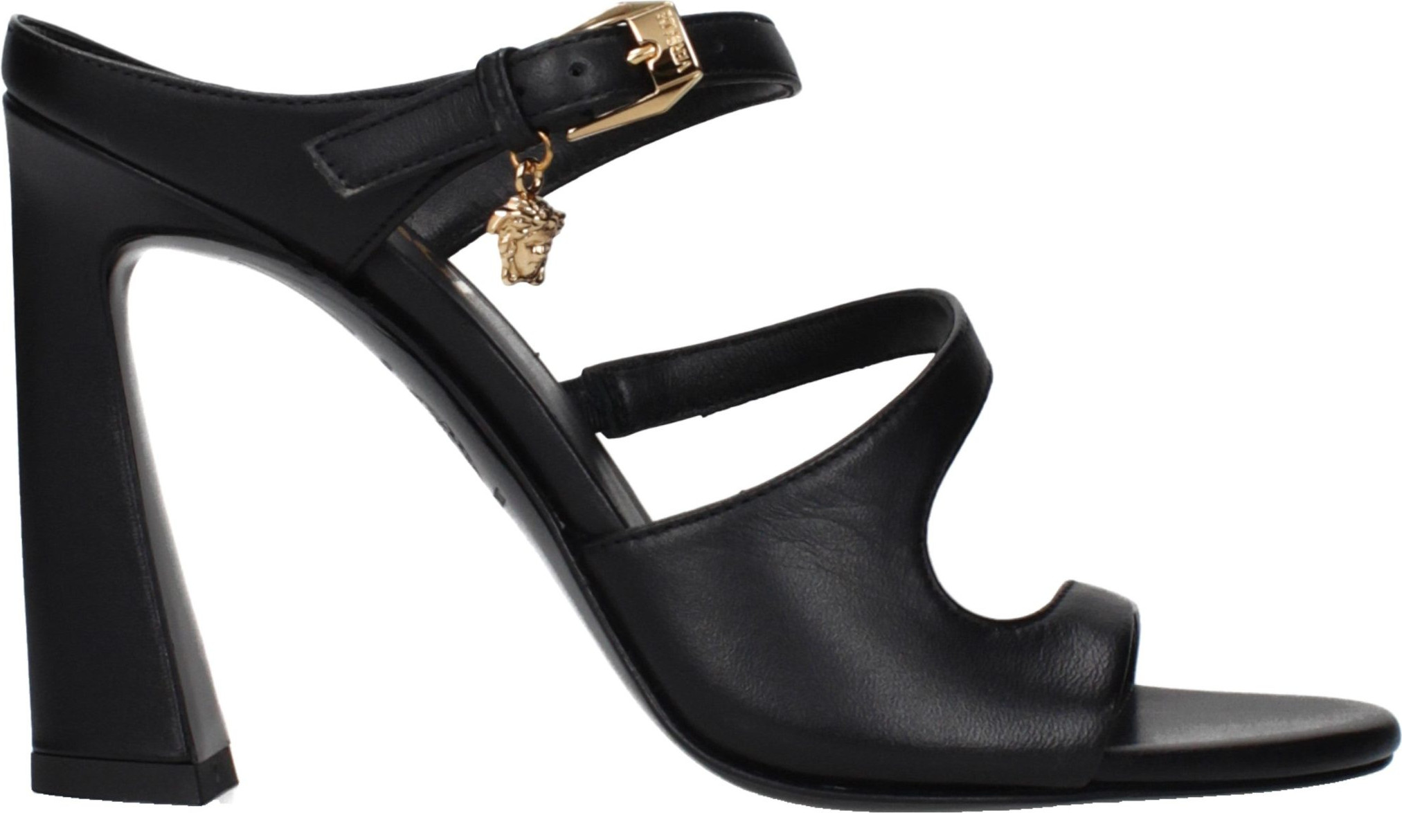 Босоножки Versace Черная кожа на шпильке