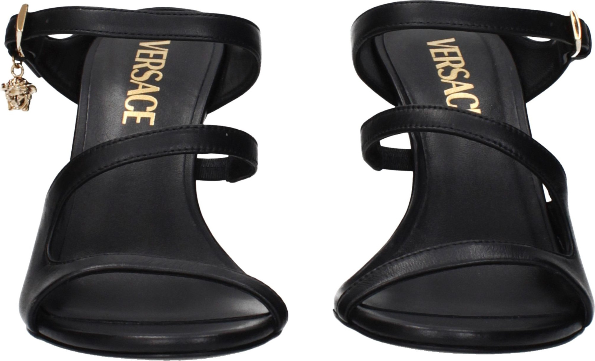Босоножки Versace Черная кожа на шпильке