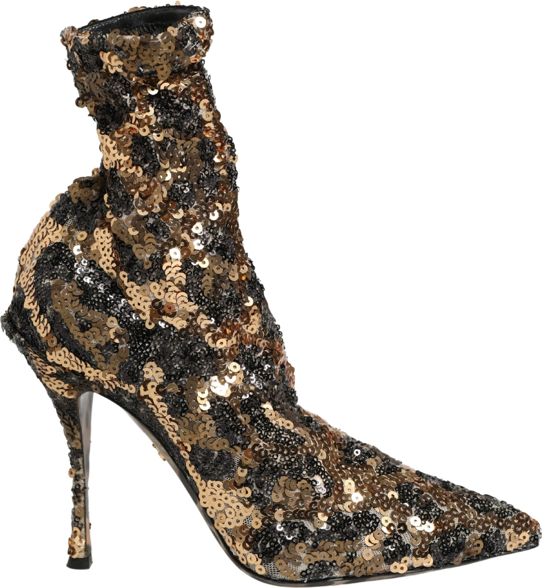 Ankle Boots Dolce & Gabbana Gold Leopard Sequin Sock