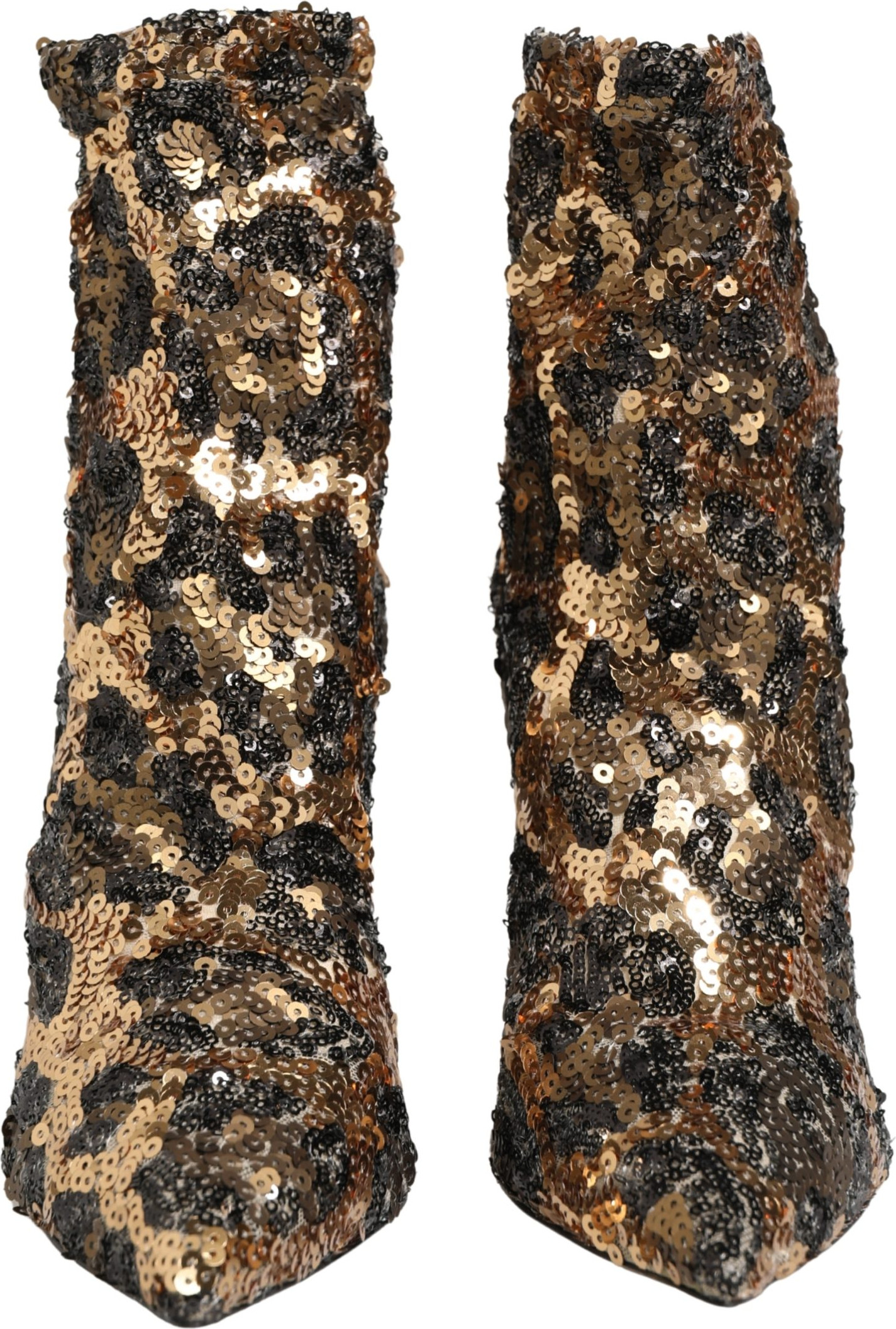 Ankle Boots Dolce & Gabbana Gold Leopard Sequin Sock