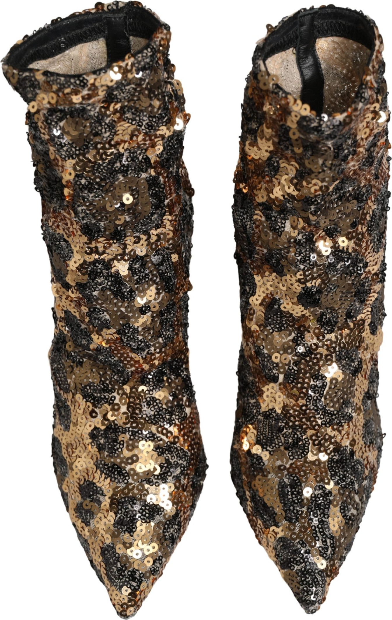 Ankle Boots Dolce & Gabbana Gold Leopard Sequin Sock