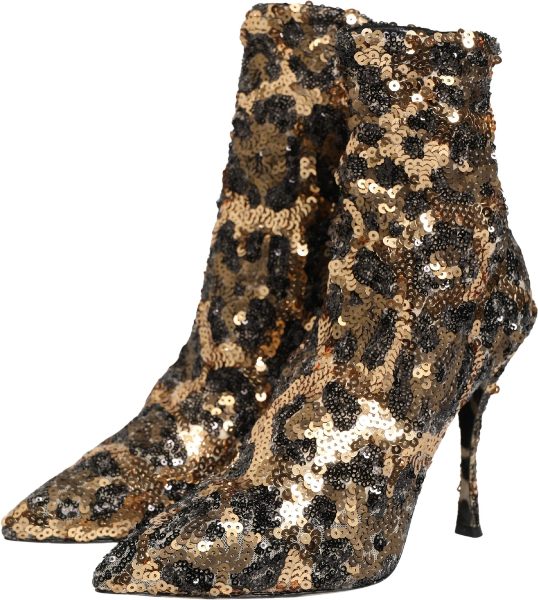 Ankle Boots Dolce & Gabbana Gold Leopard Sequin Sock