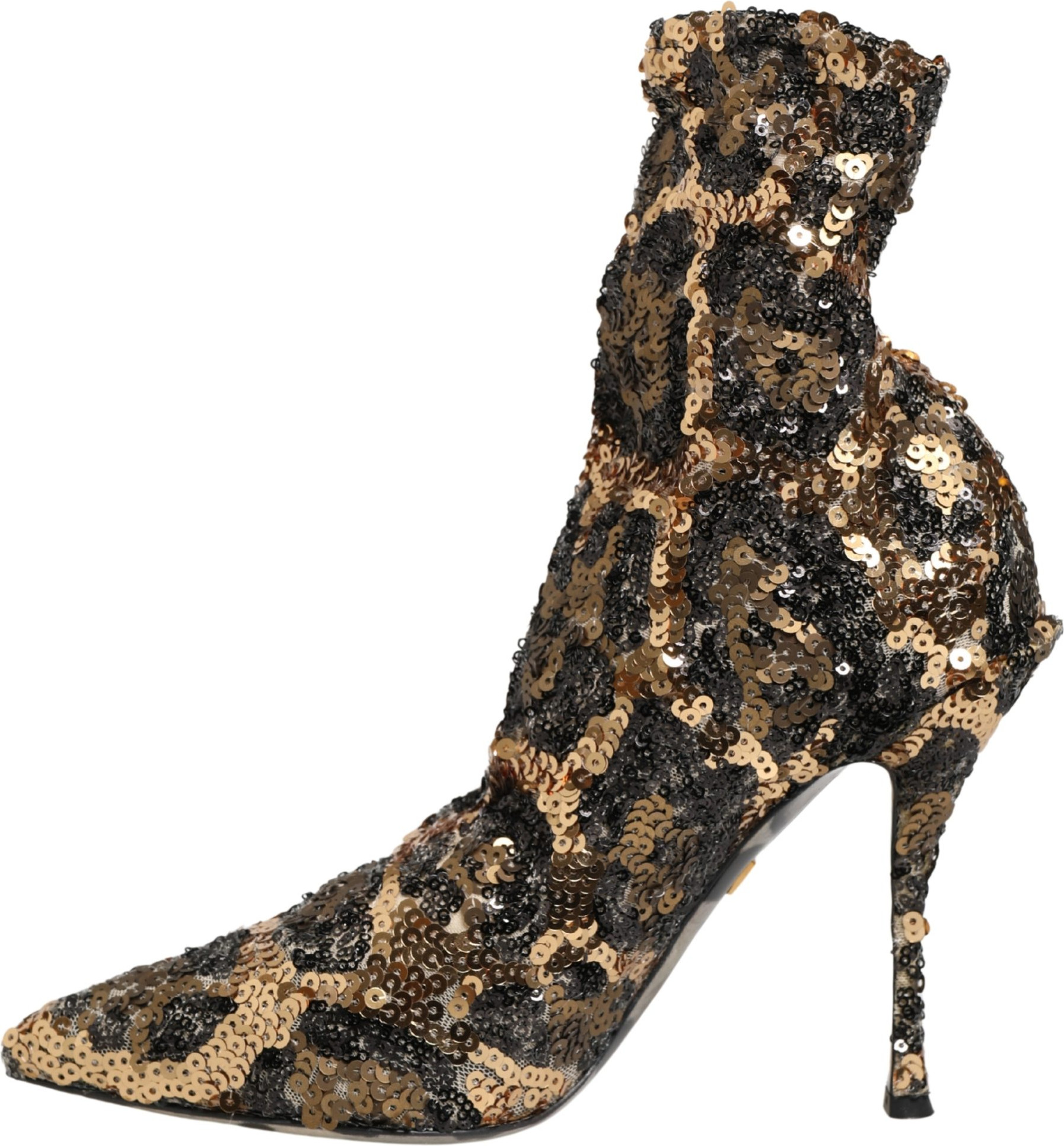 Ankle Boots Dolce & Gabbana Gold Leopard Sequin Sock