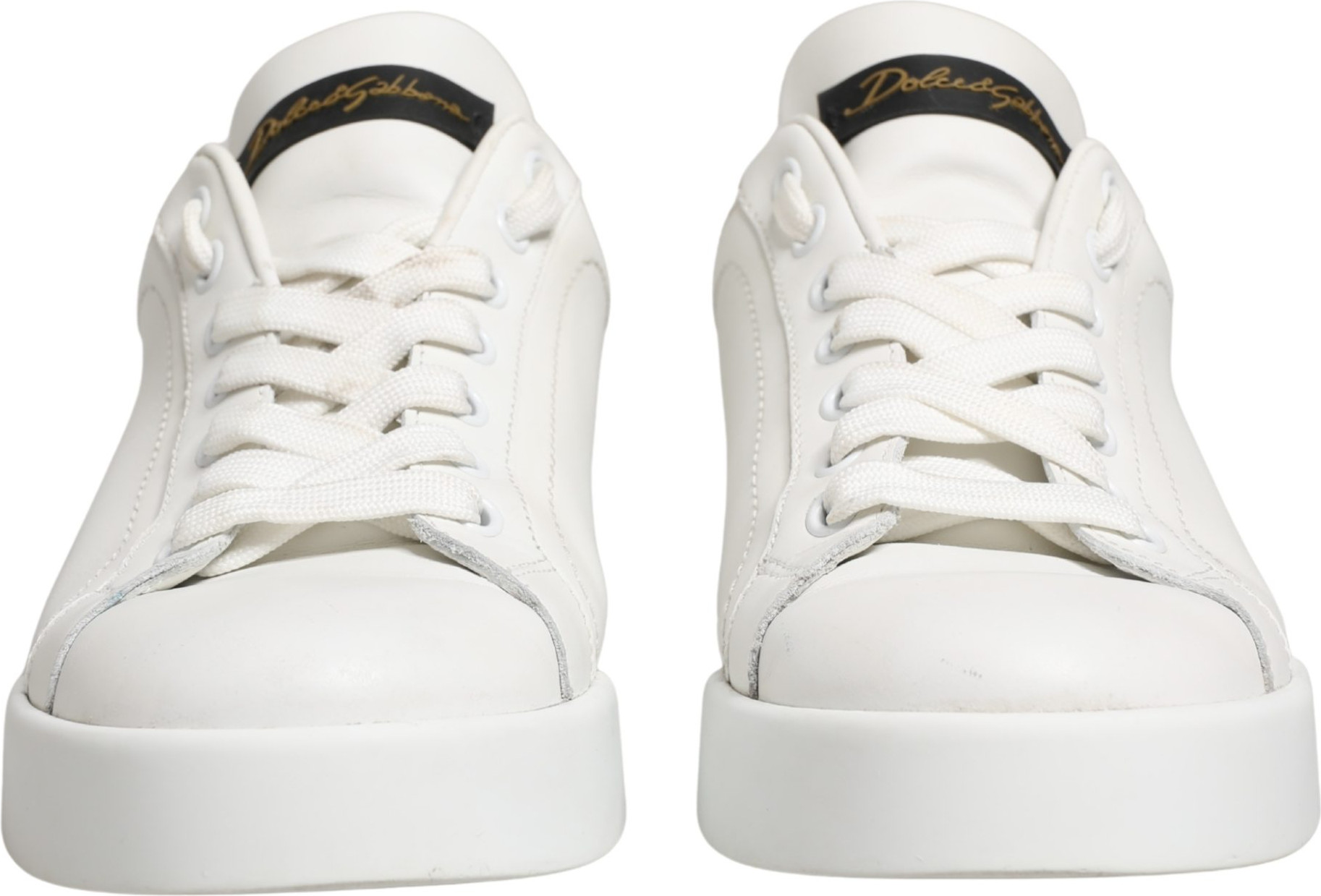 Sneakers Weiß Schwarz Portofino Leder Sneaker Schuhe Dolce & Gabbana