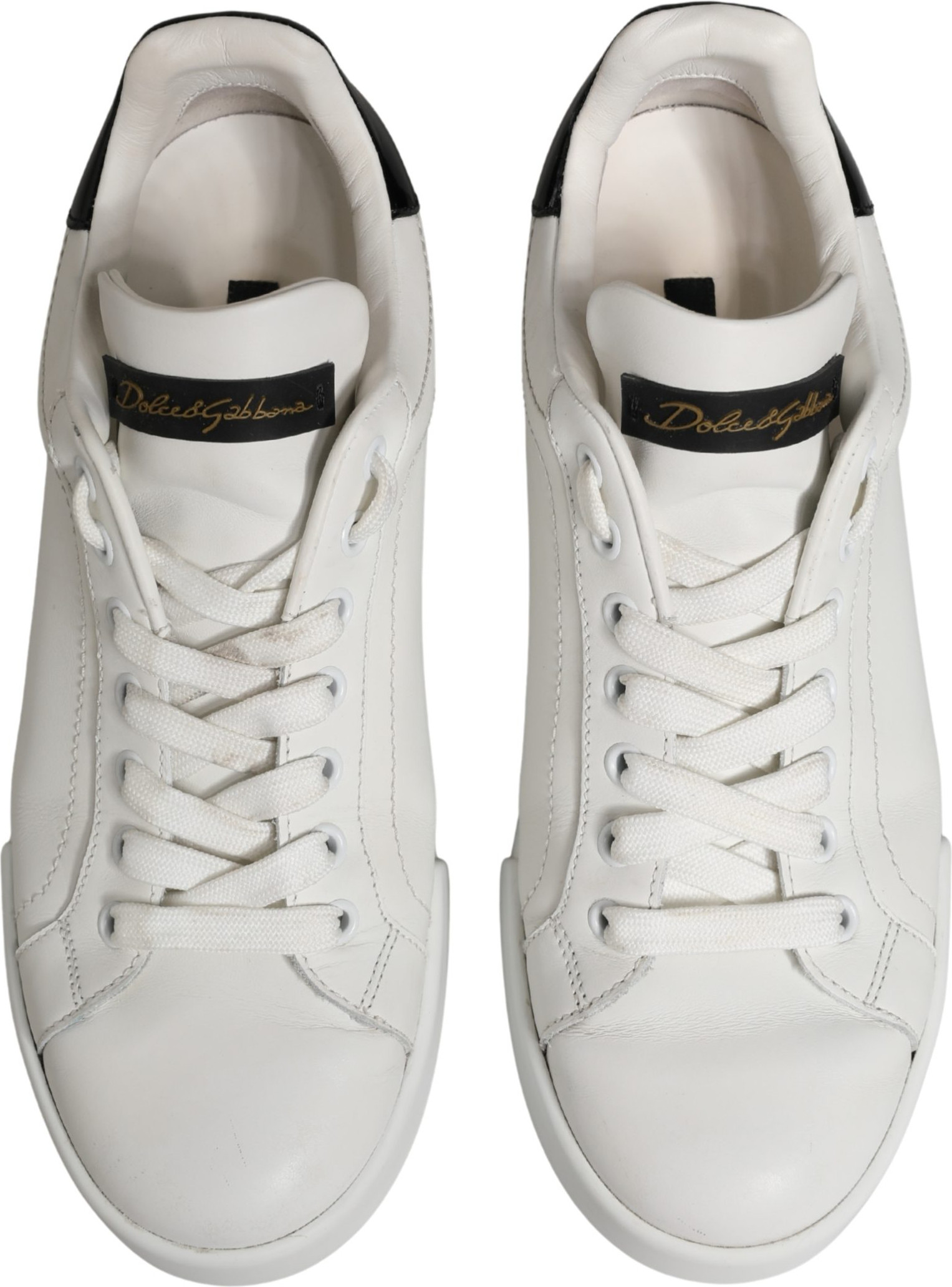 Sneakers Weiß Schwarz Portofino Leder Sneaker Schuhe Dolce & Gabbana
