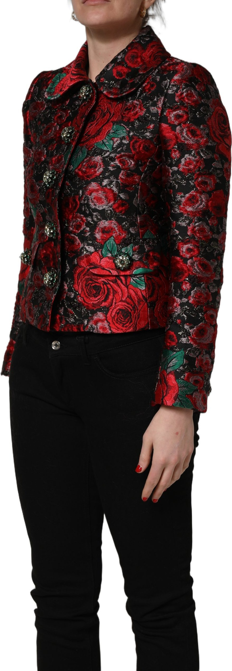 Sakko Dolce & Gabbana Mehrfarbiges Brokat-Blazer mit Blumenmuster und Knöpfen