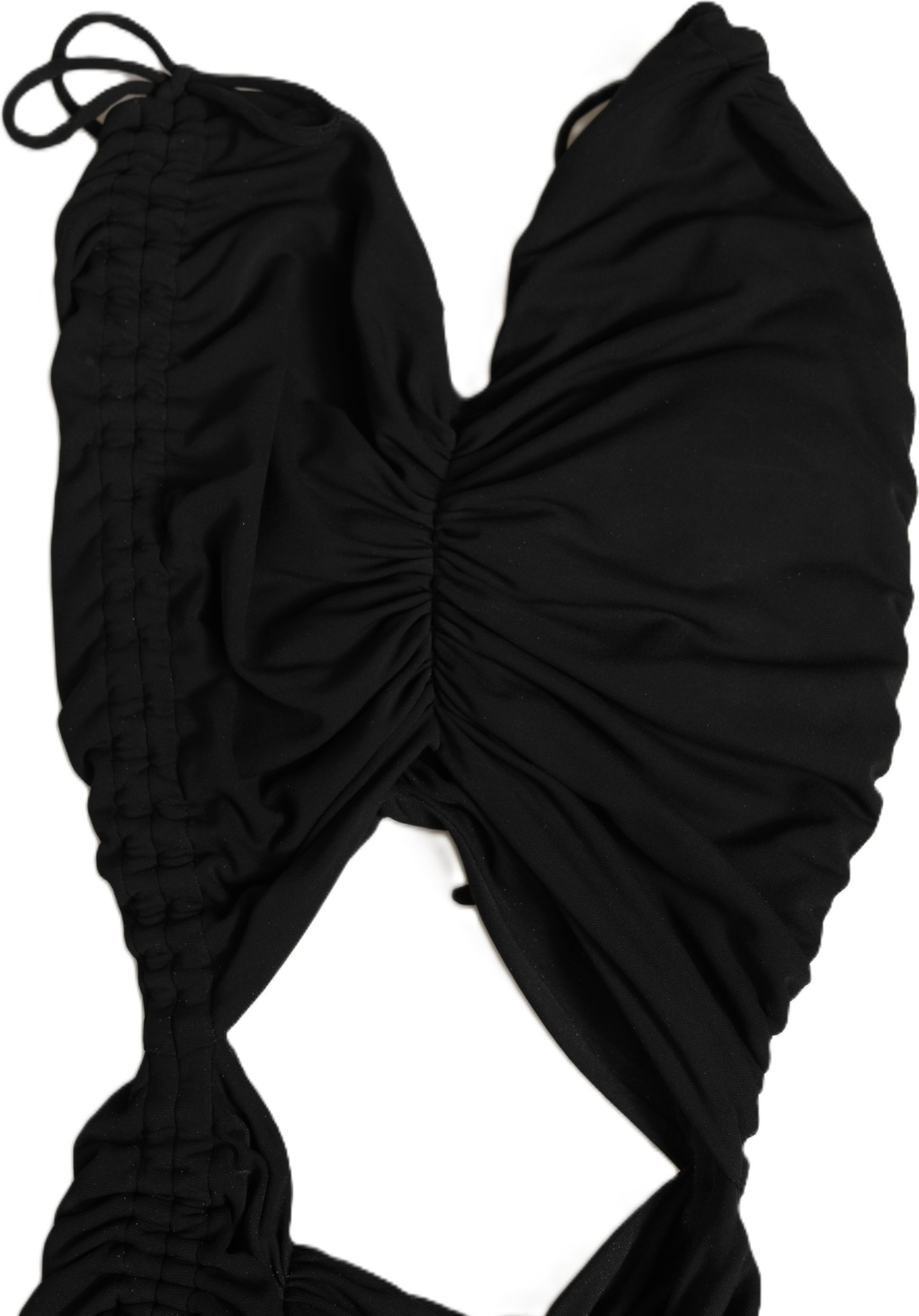 Black Jersey Calf Length Cut-Out Ruched Dress Dolce & Gabbana