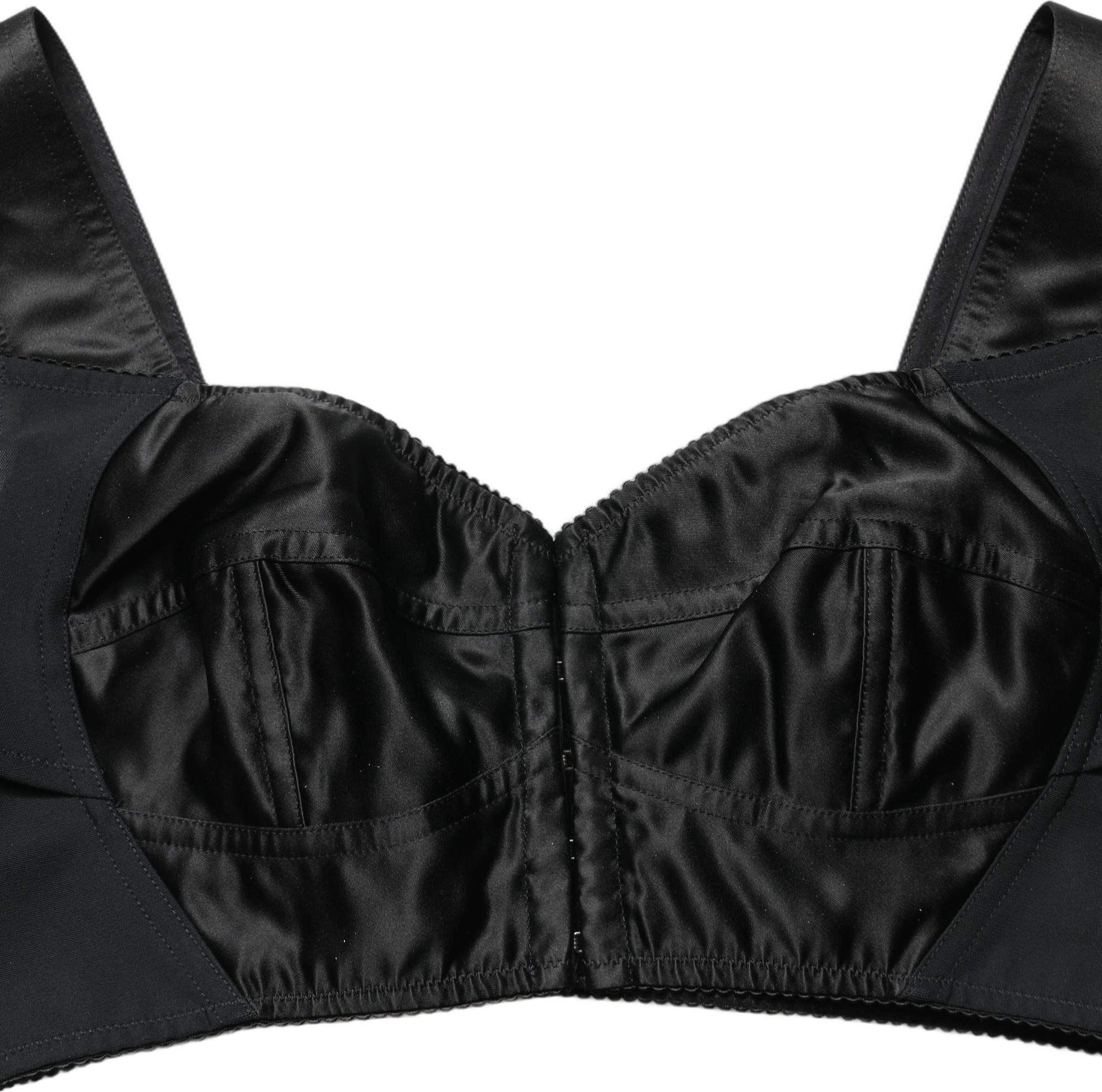 Schwarzes Korsett-Top aus Satin und Nylon von Dolce & Gabbana