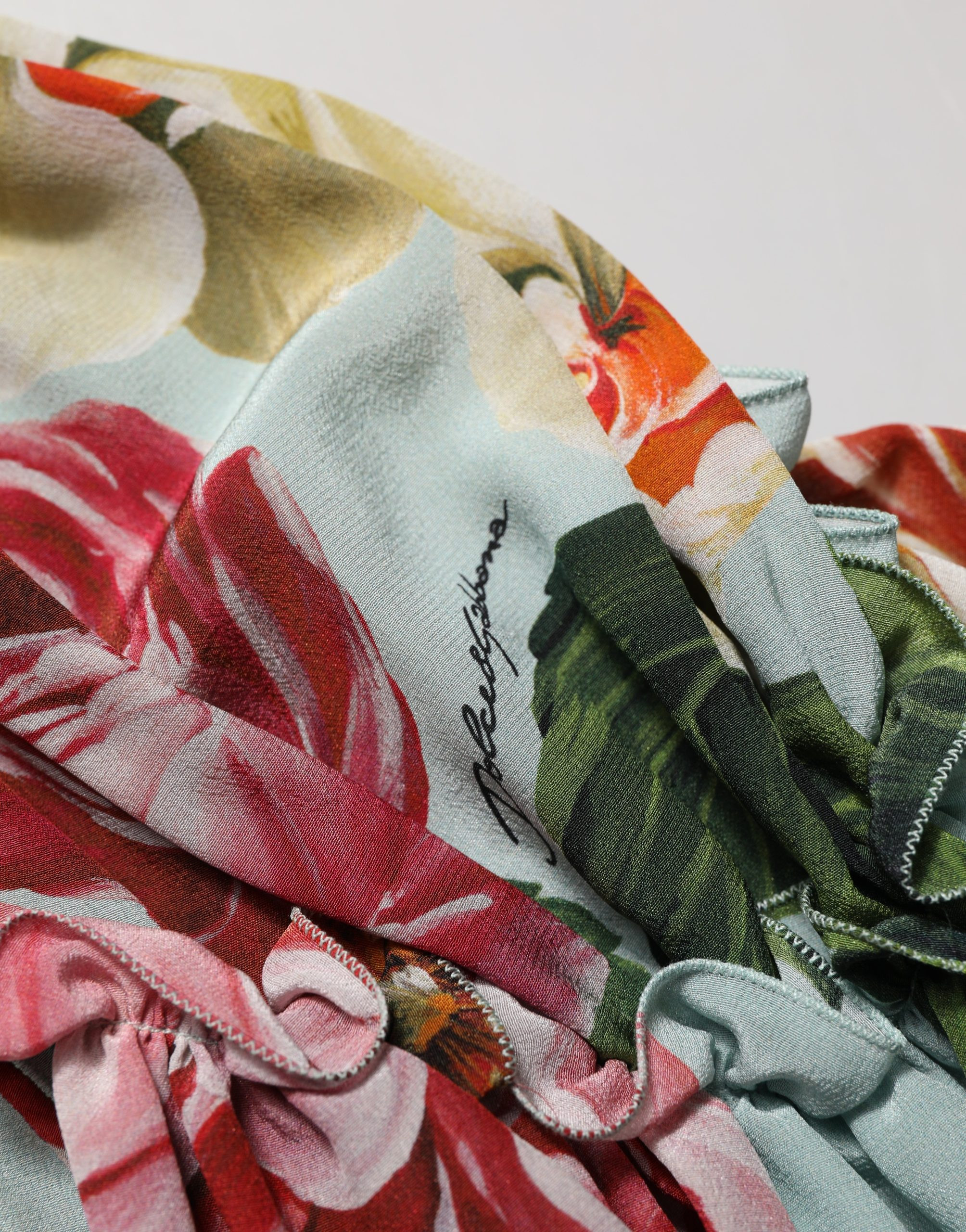 Shirt Top Dolce & Gabbana Multicolor Floral Silk Cropped