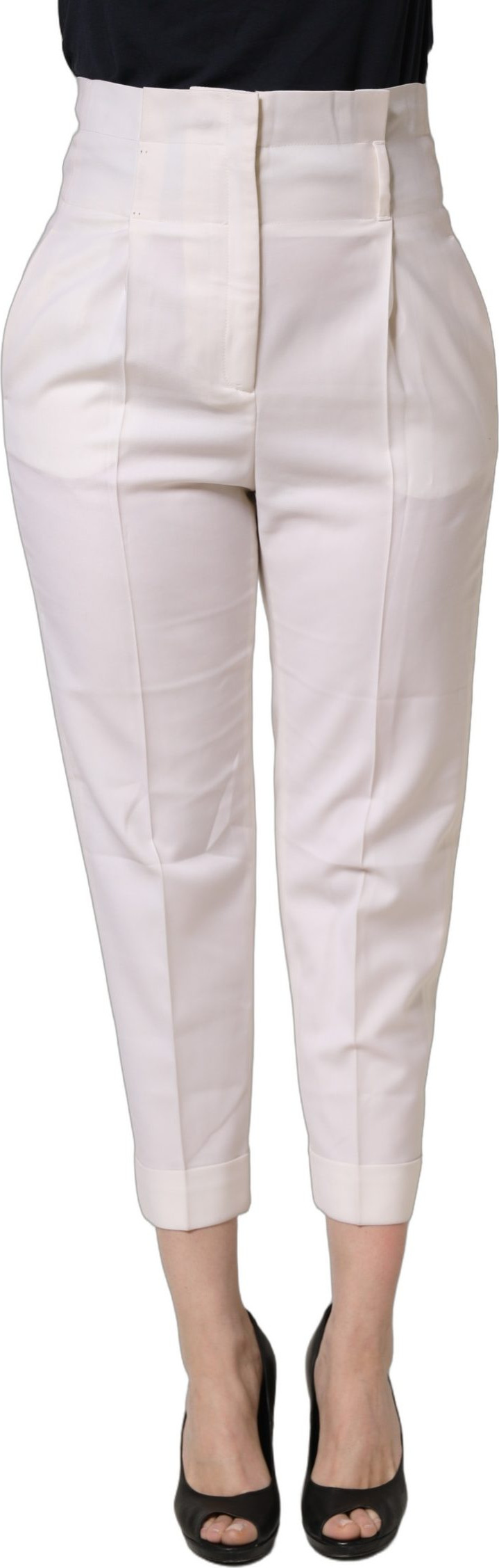 Trousers White Skinny High Waist Chino Cropped Trouser Pants