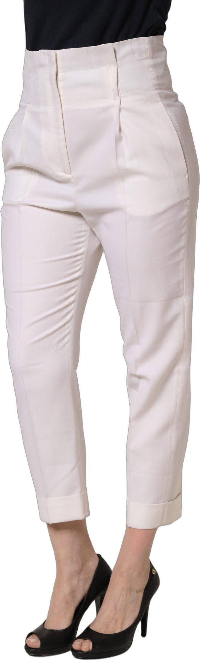 Hosen Weiße Skinny High Waist Chino Cropped Hose