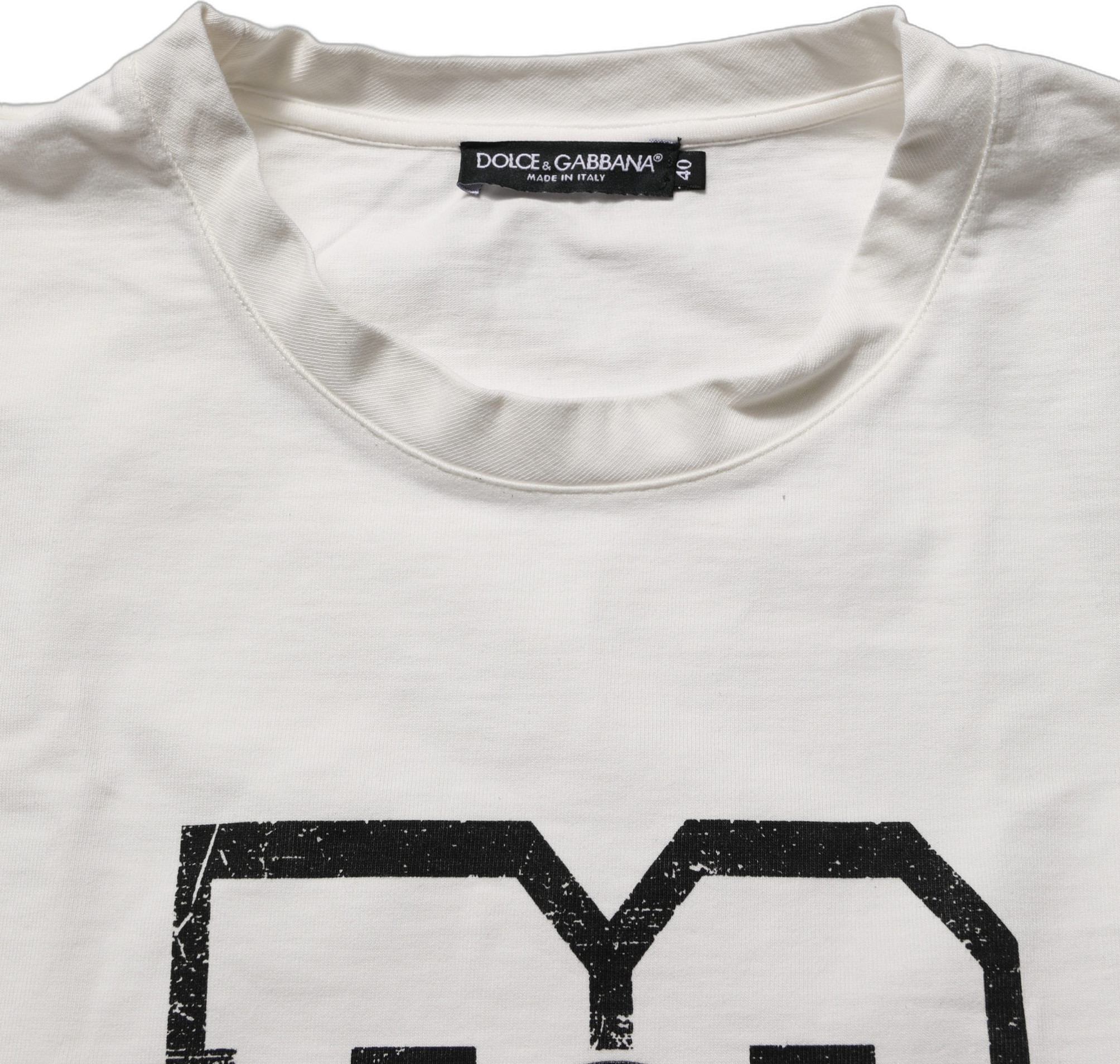 Dolce & Gabbana White Cotton DG Logo Print Cropped Jersey Top