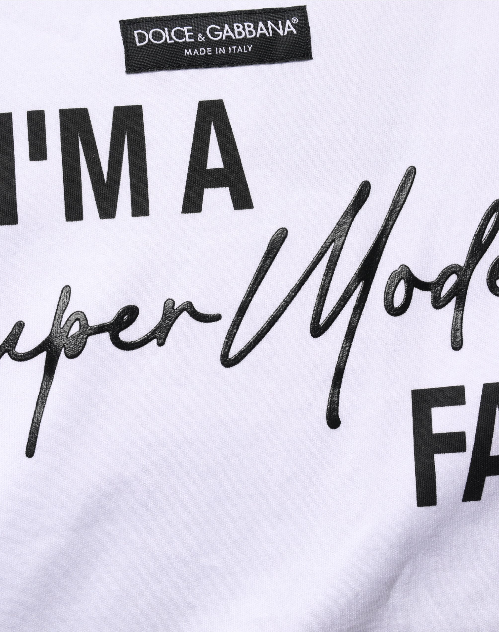 T-shirt White Dolce & Gabbana I'm a Super Model Fan Print Jersey