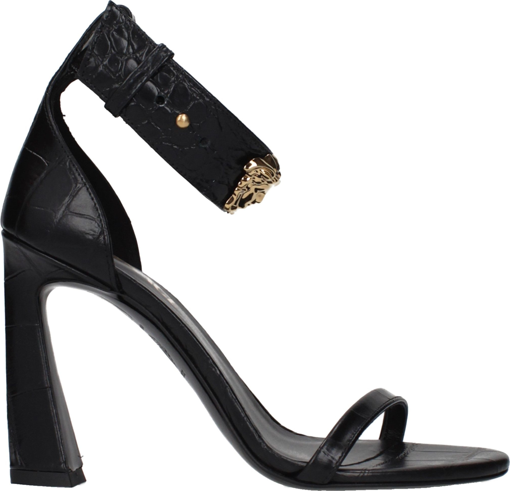 Босоножки Versace Черная кожа на шпильке