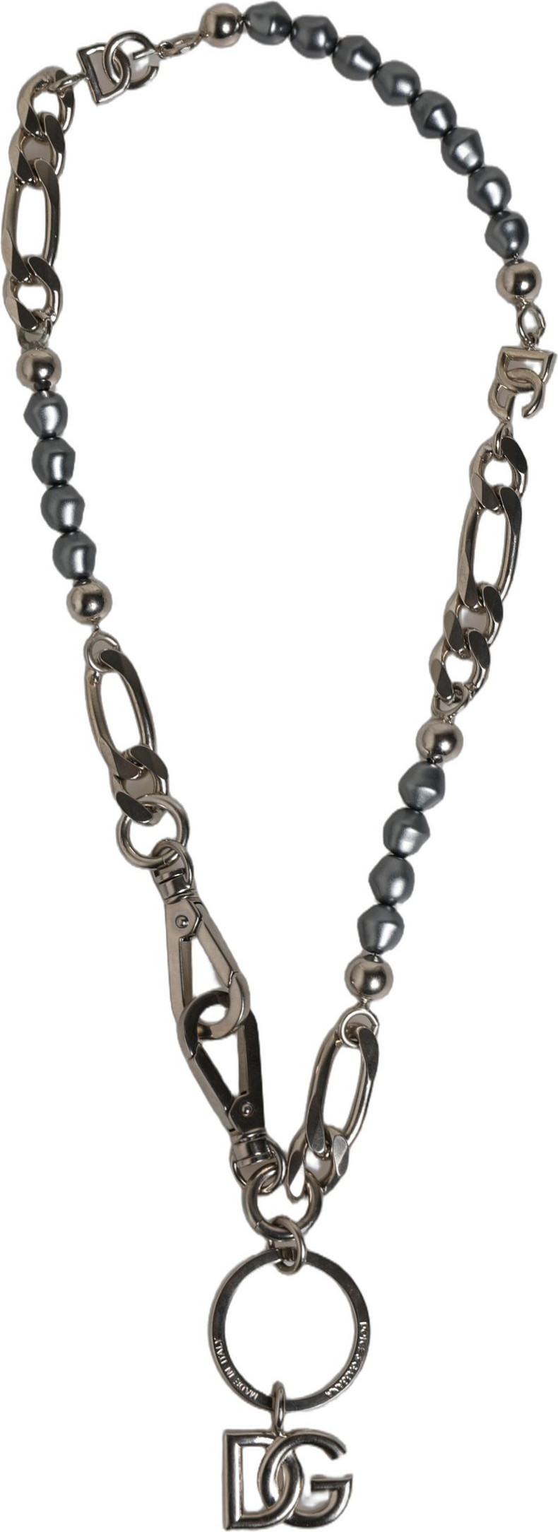 Halskette Dolce & Gabbana Silberfarbene Kette mit DG Logo Anhänger