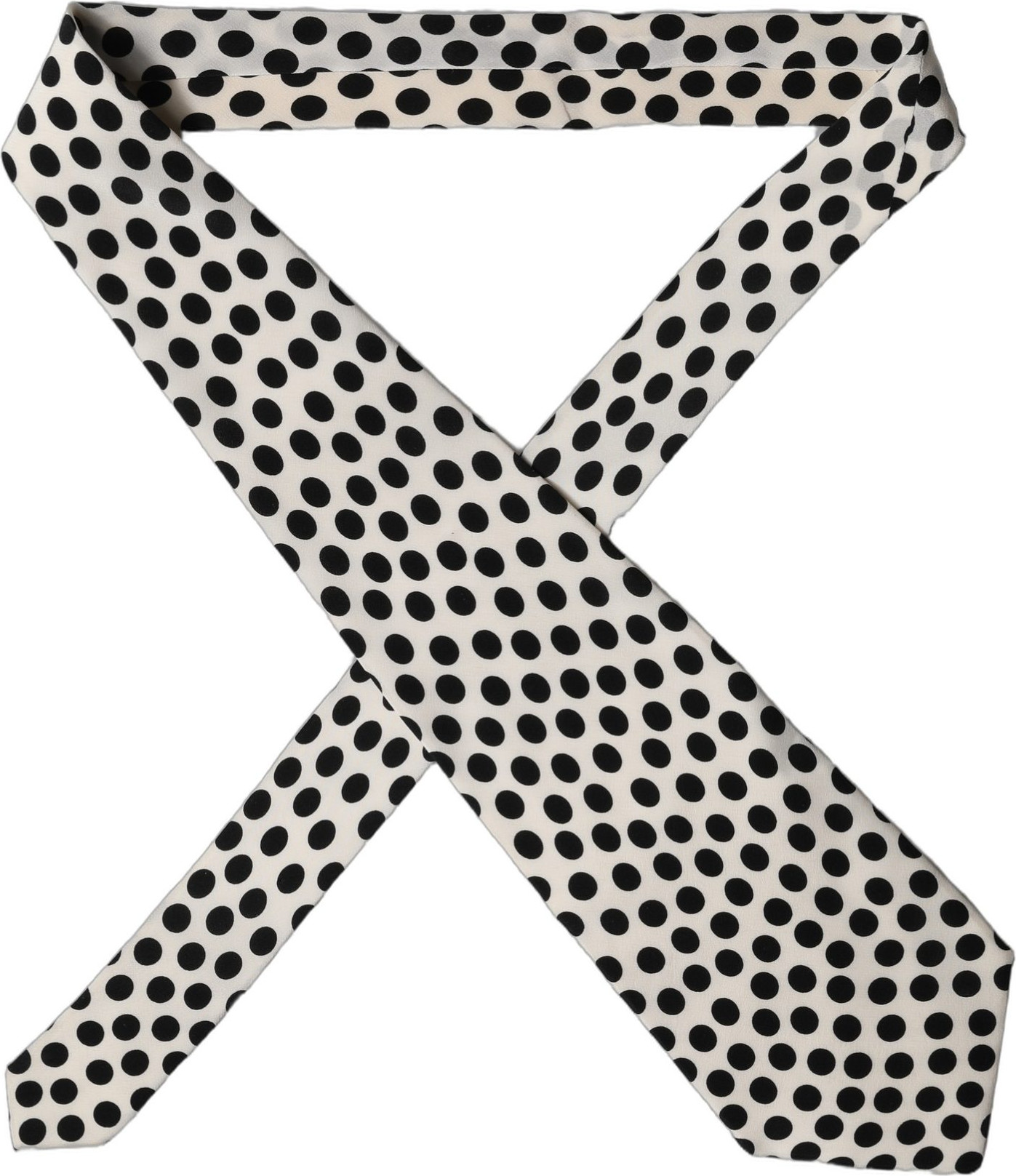 Necktie Dolce & Gabbana White Black Polka Dot Silk Adjustable Women Necktie Tie