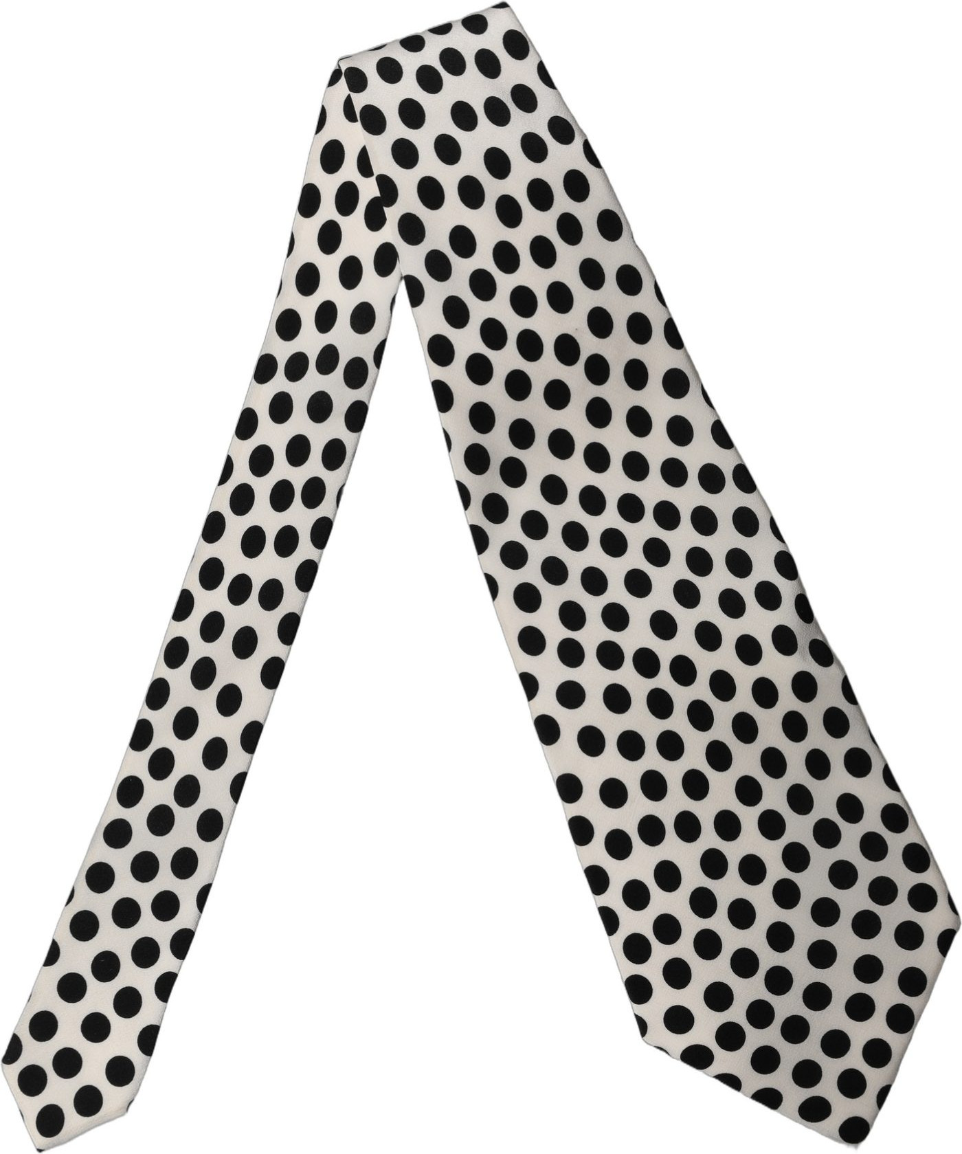 Necktie Dolce & Gabbana White Black Polka Dot Silk Adjustable Women Necktie Tie